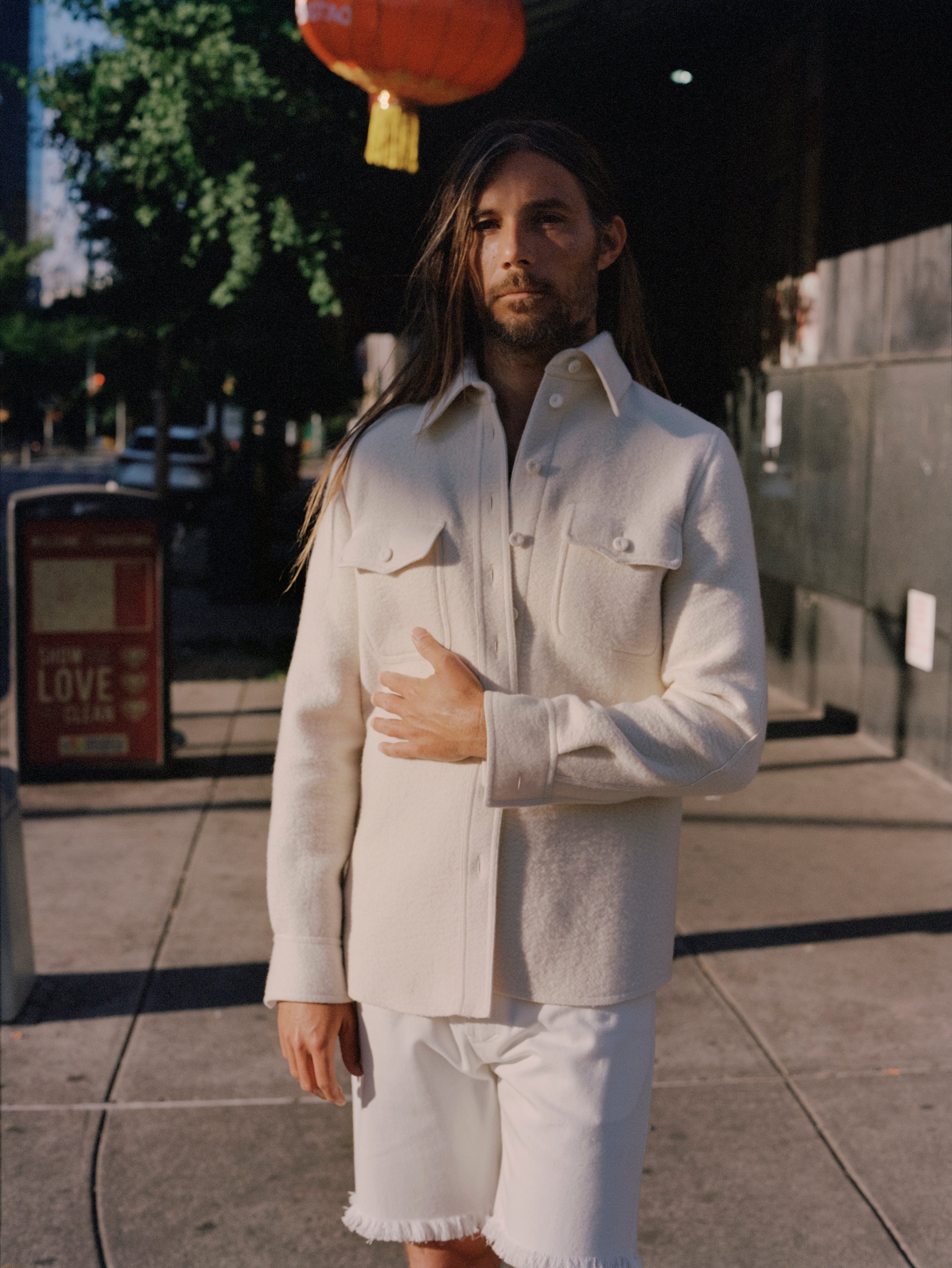 John Austin Shirt in Ivory Double-Face Recycled Cashmere Felt - 3