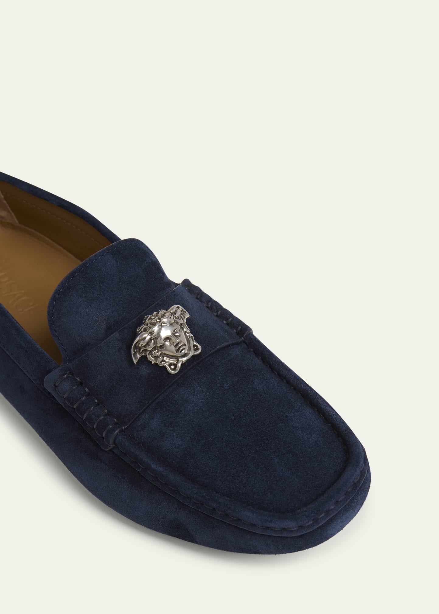 Men's Medusa-Ornament Suede Drivers - 6