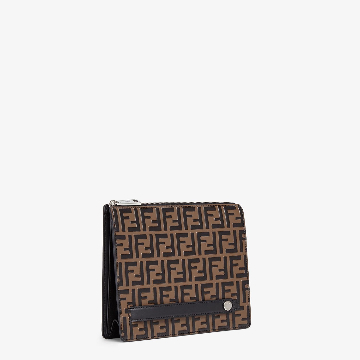 Brown leather slim pouch 2