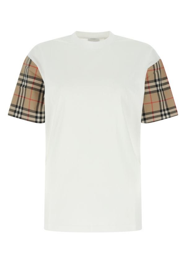 BURBERRY White Cotton T-Shirt - 1