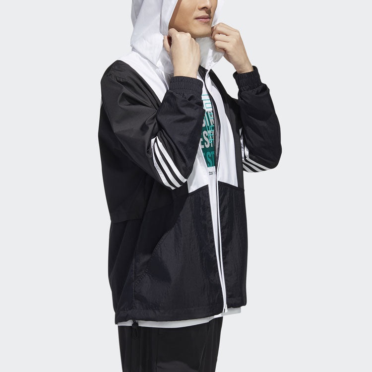 adidas neo Contrasting Colors Casual Sports Hooded Jacket Black GJ8767 - 5