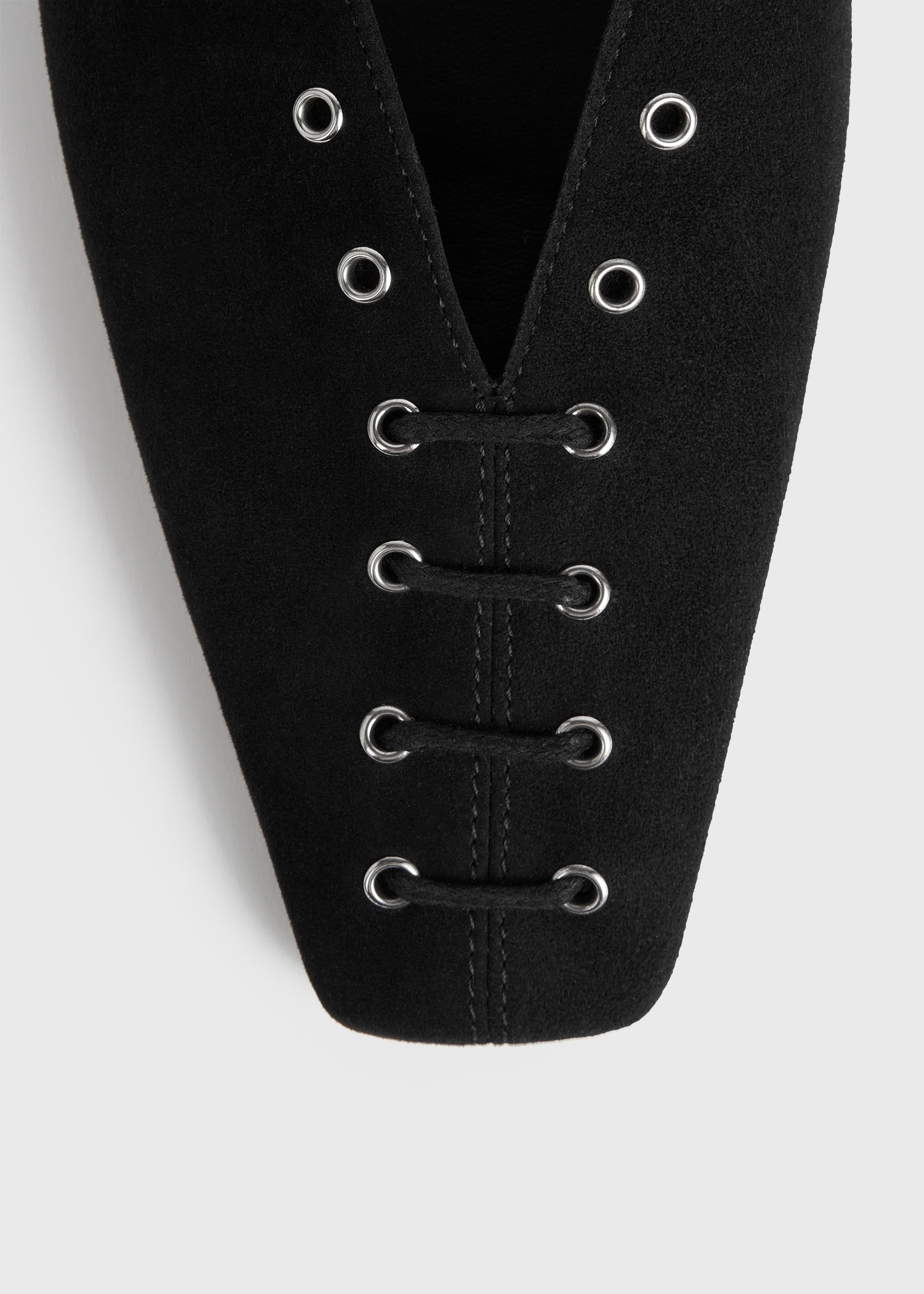 Suede lace-up ballerinas black - 7