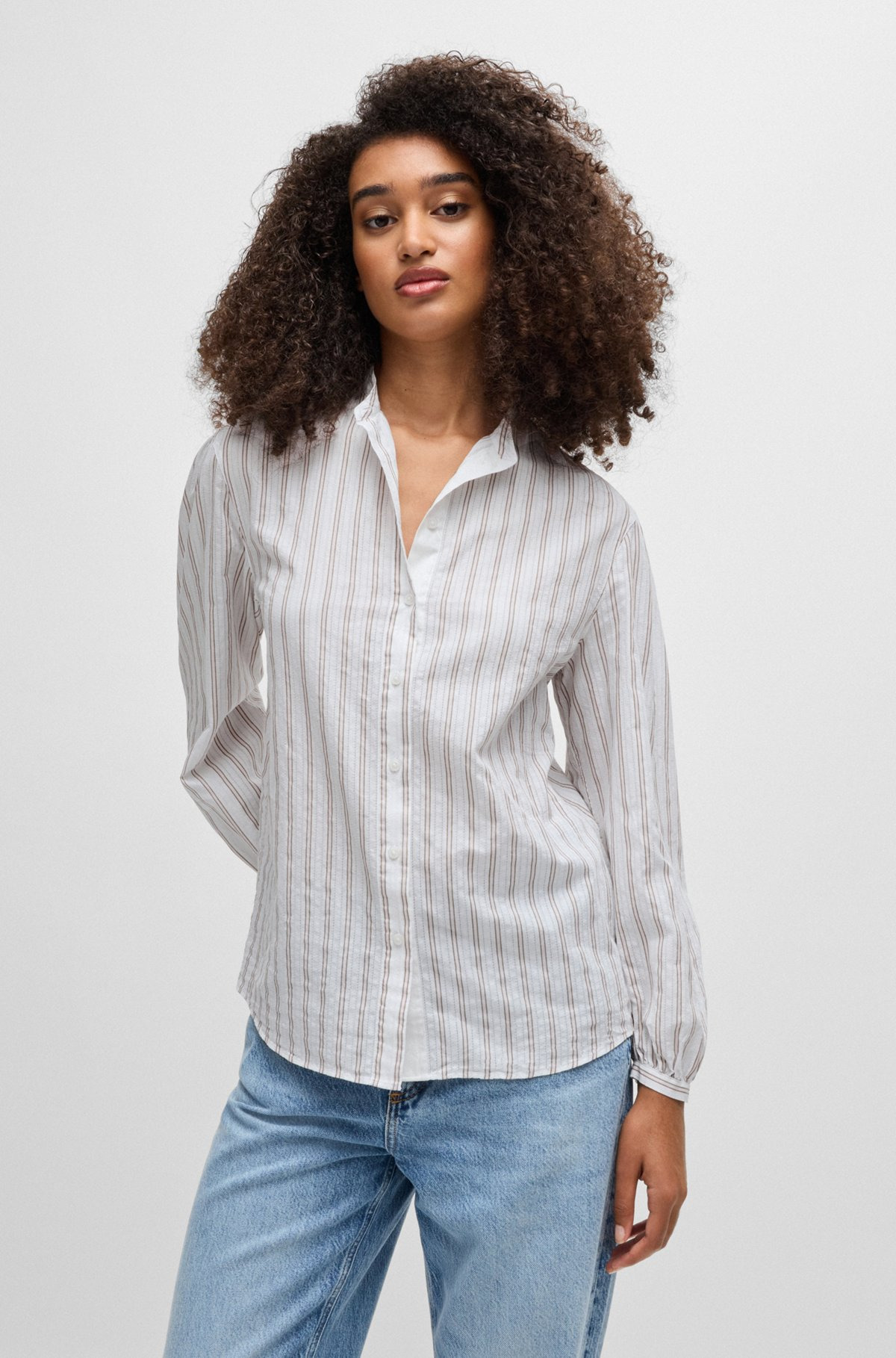REGULAR-FIT BLOUSE IN STRIPED COTTON POPLIN - 2