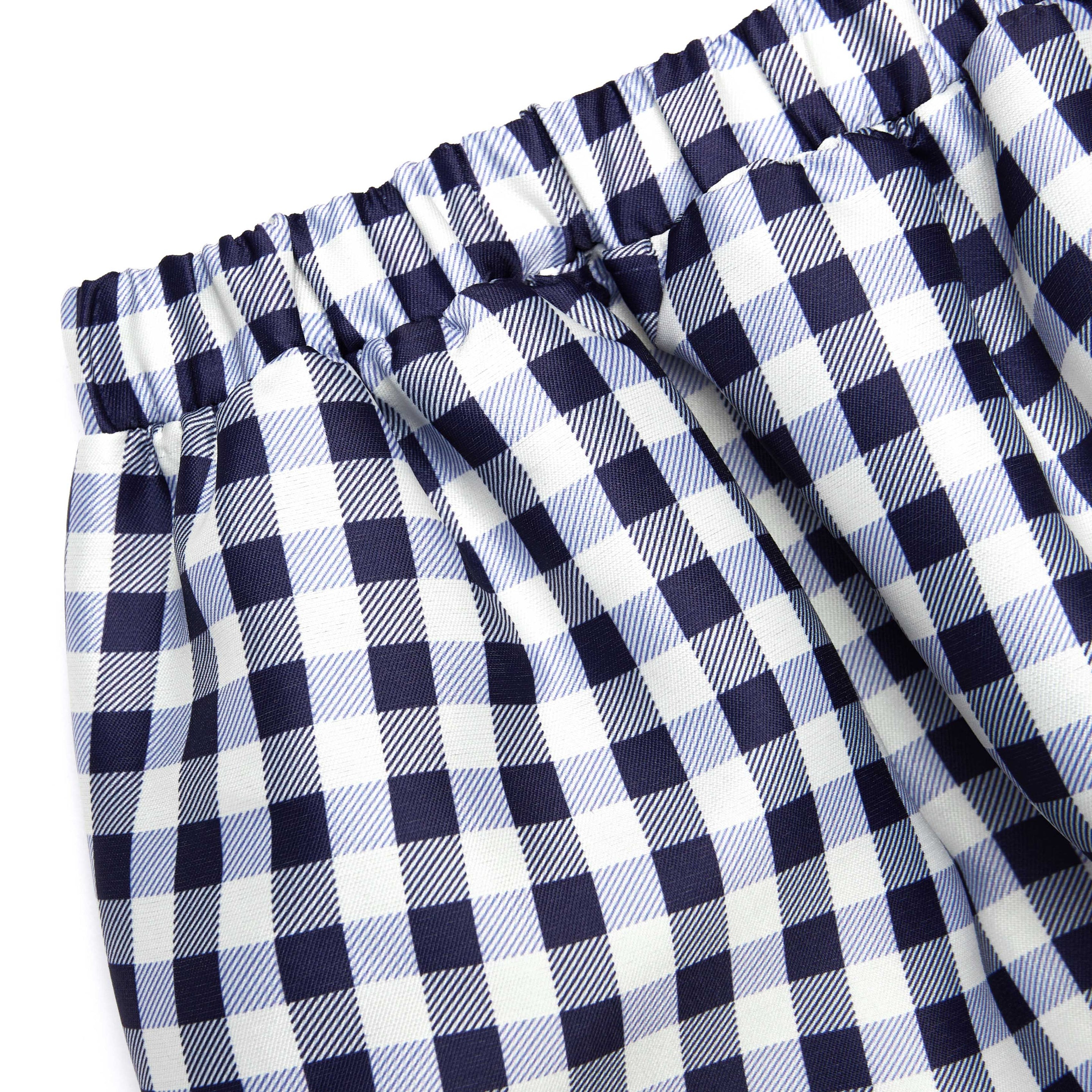 Navy Gingham Taffeta Mini Skirt - 5