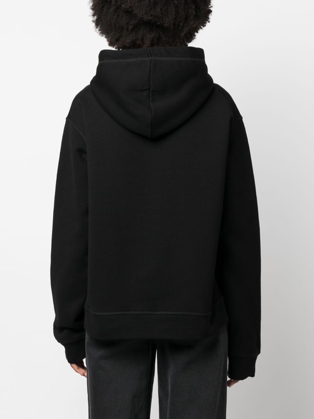 logo-print drawstring cotton hoodie - 4