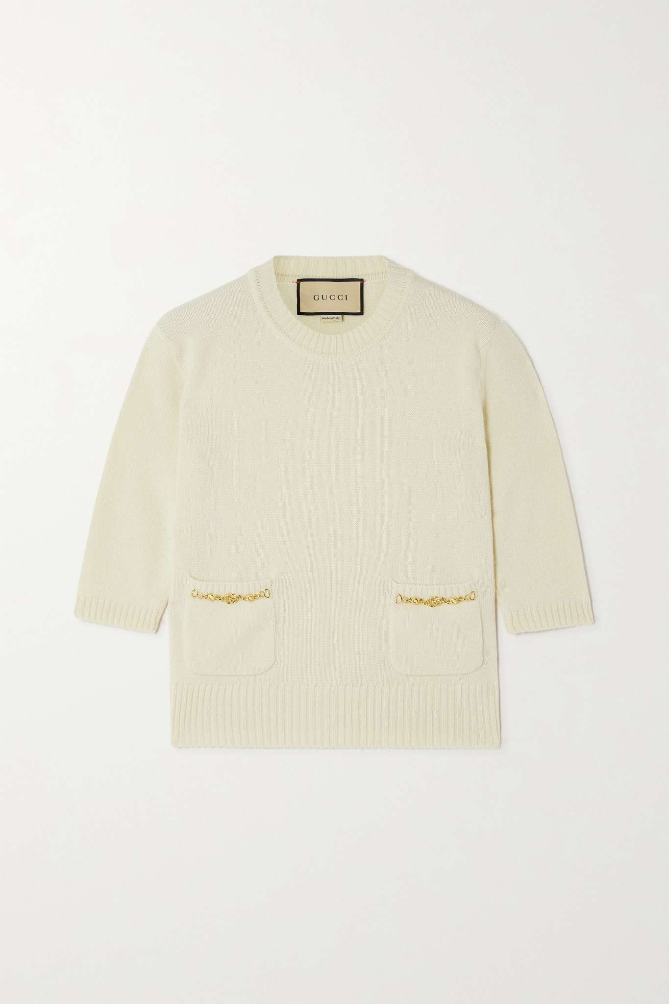 Chain-embellished cashmere sweater - 1