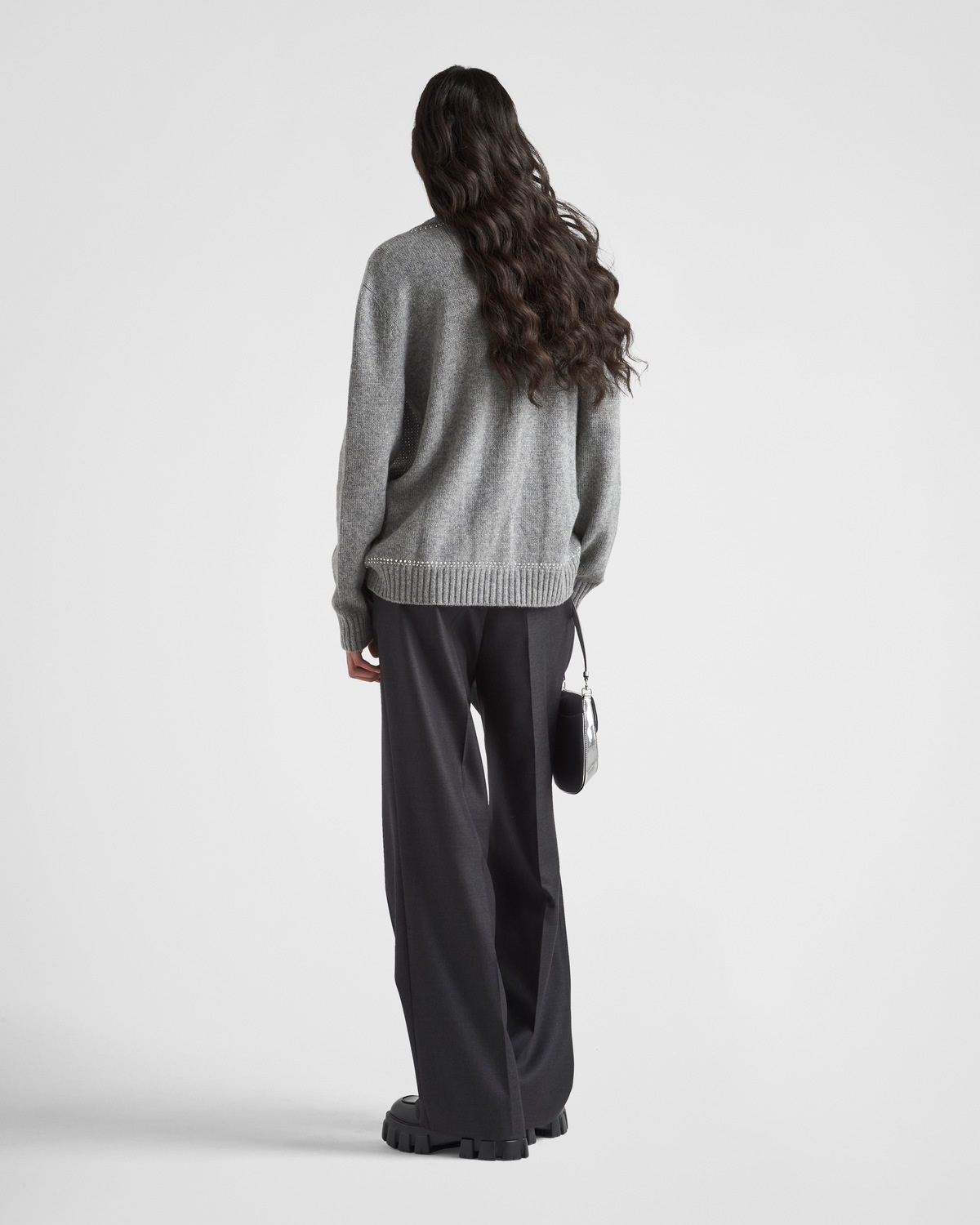 Rhinestone-studded cashmere cardigan - 5