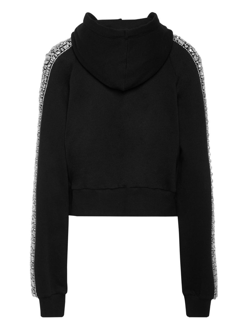 PHILIPP PLEIN bead-embellished cropped hoodie outlook
