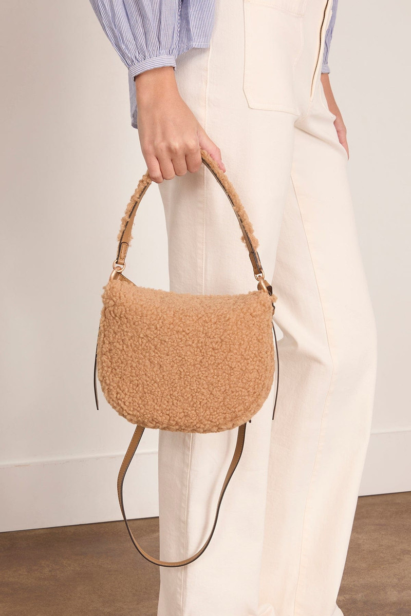 Vanessa Bruno Mini Shearling Daily Bag in Caramel outlook
