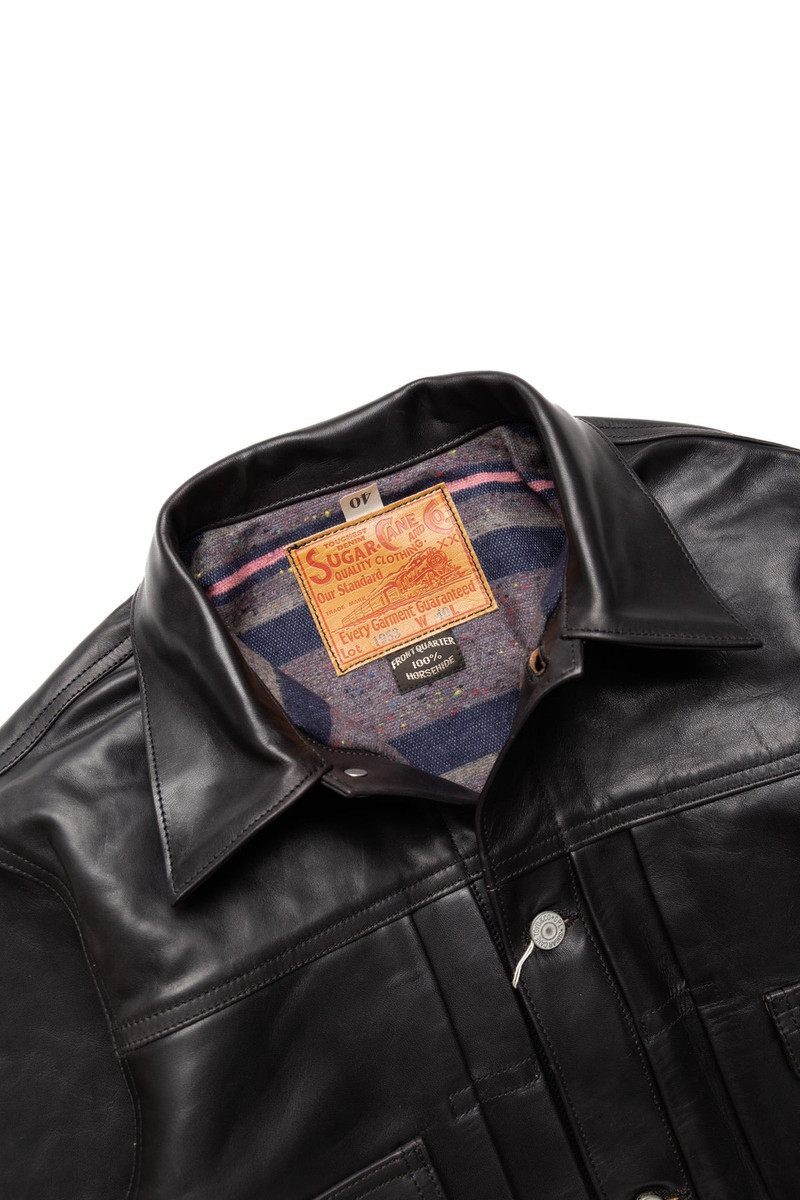 SUGAR CANE Black Horsehide Leather Jacket 1953 Model - Black outlook