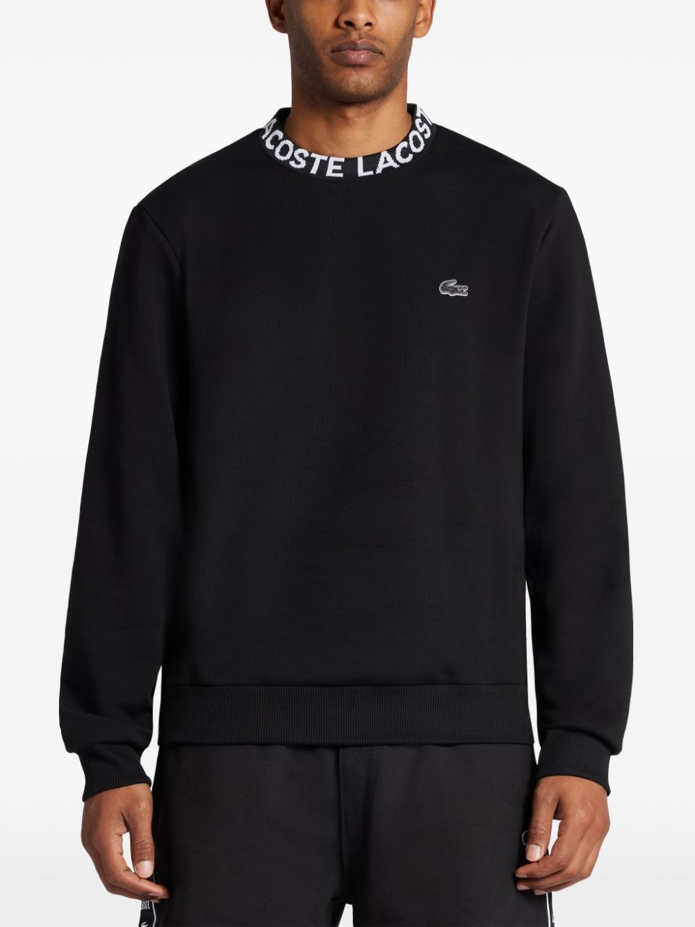 logo-jacquard collar sweatshirt - 3