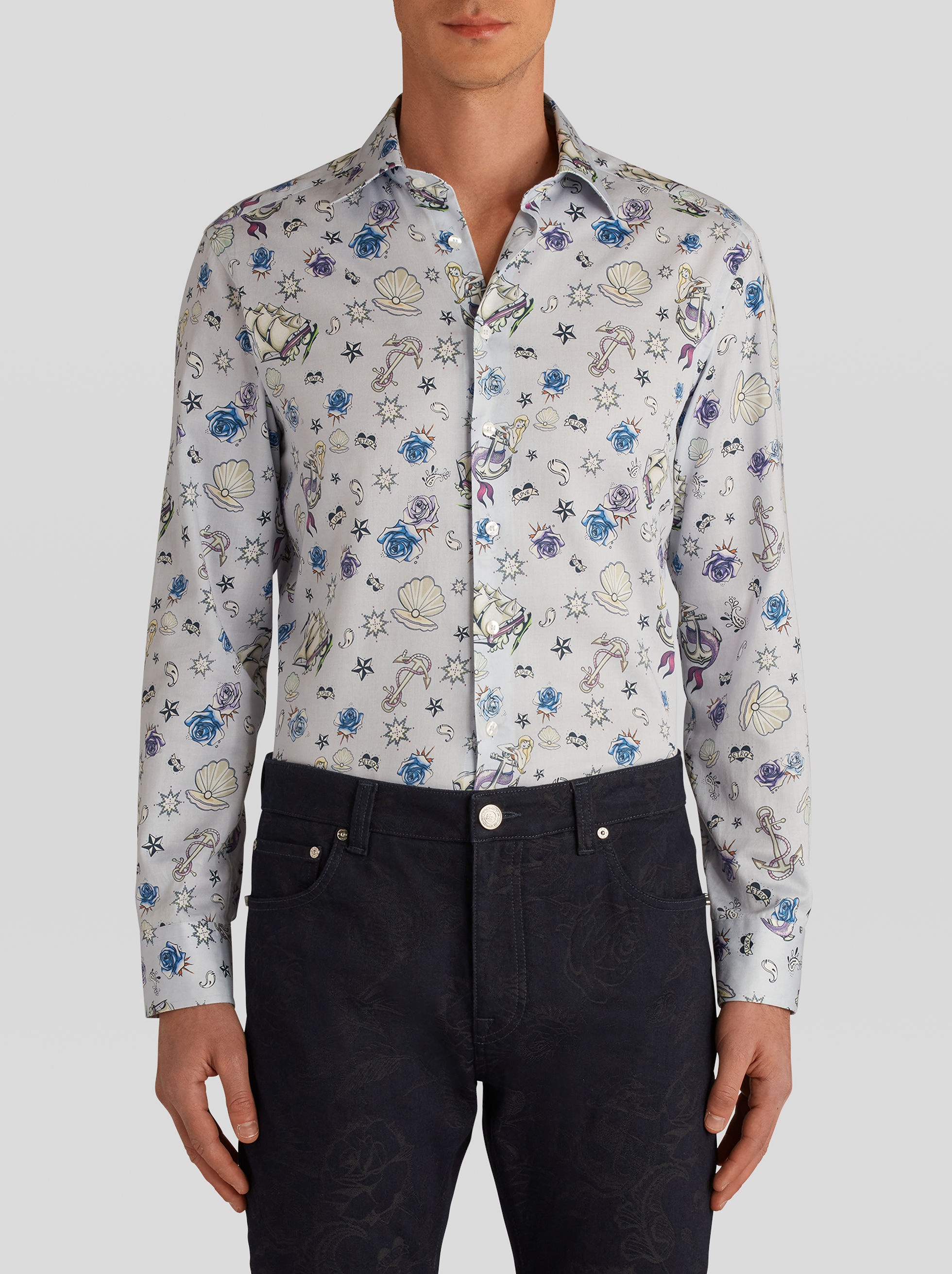OLD SCHOOL TATTOO PRINT SHIRT - 2