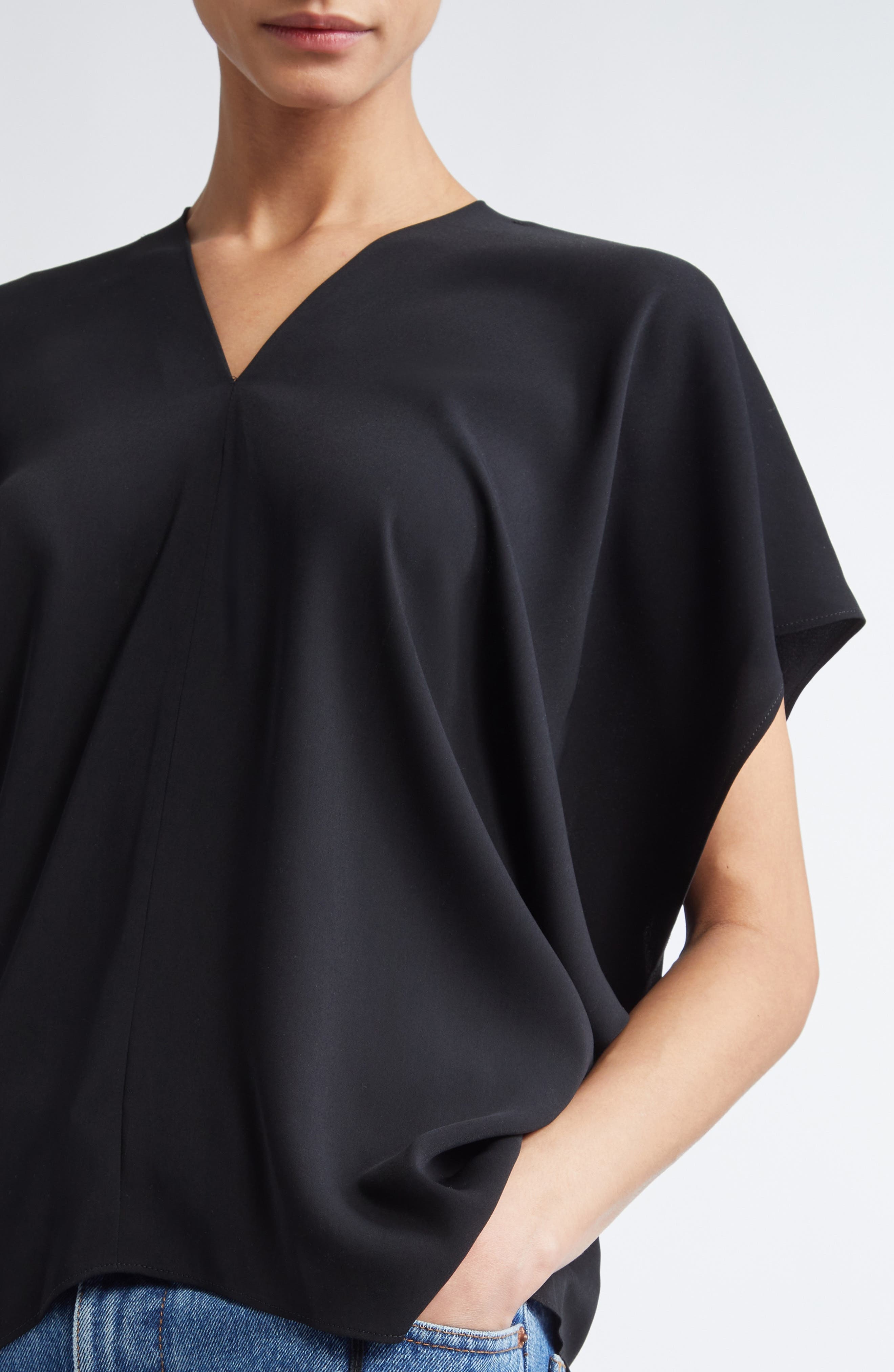 MM6 Maison Margiela Draped Short Sleeve Top in Black at Nordstrom - 5