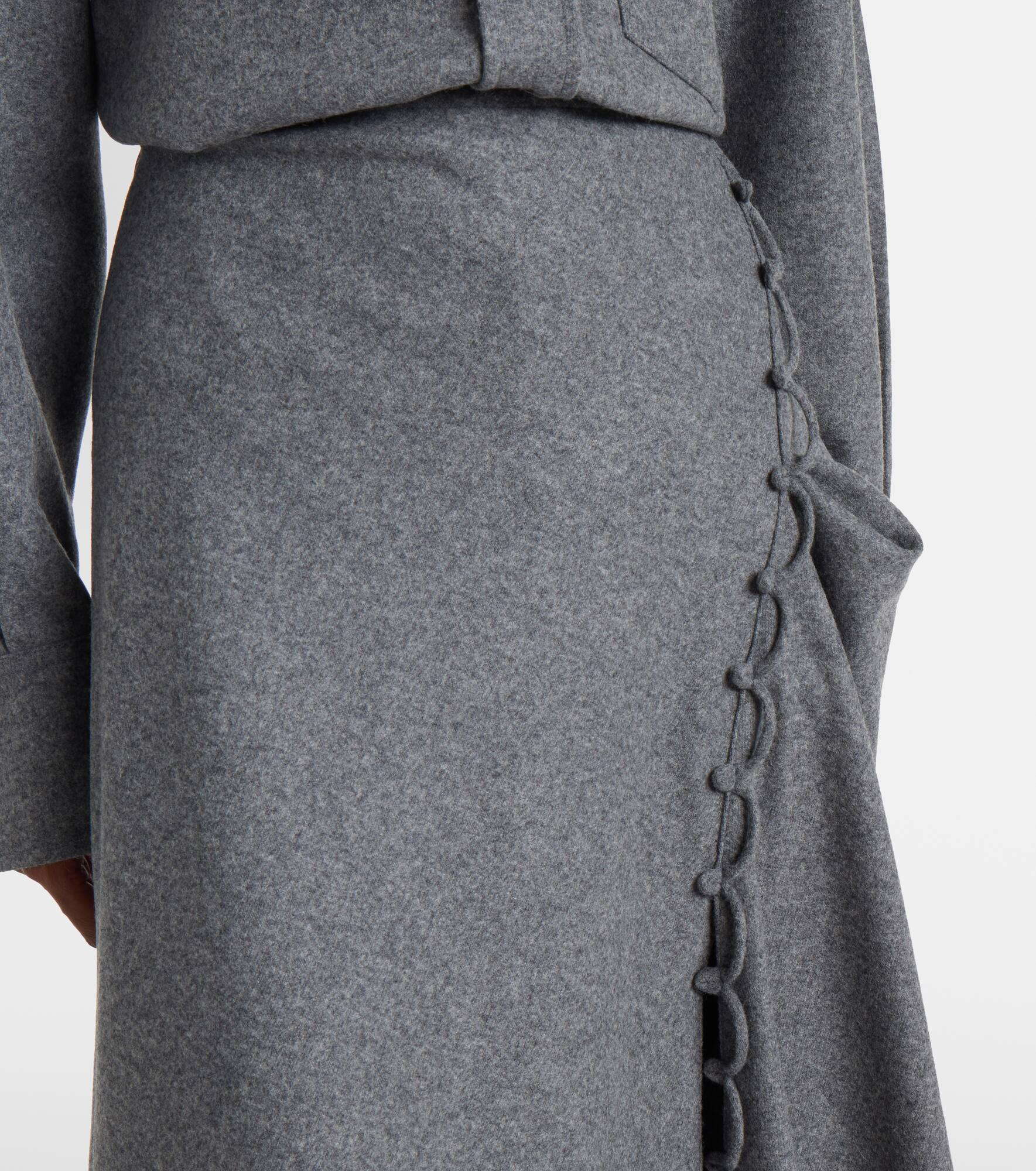Asymmetric wool and cashmere midi skirt - 4