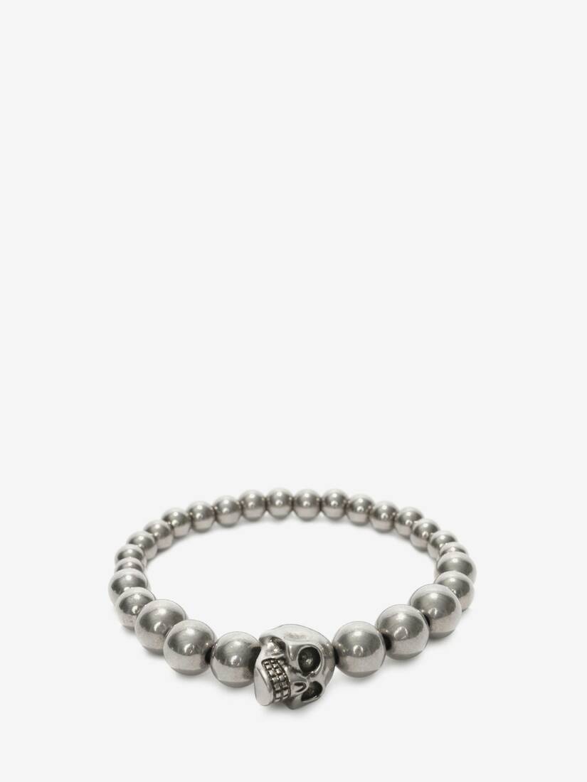 Men's Skull Multibeaded Bracelet in Silver - 1