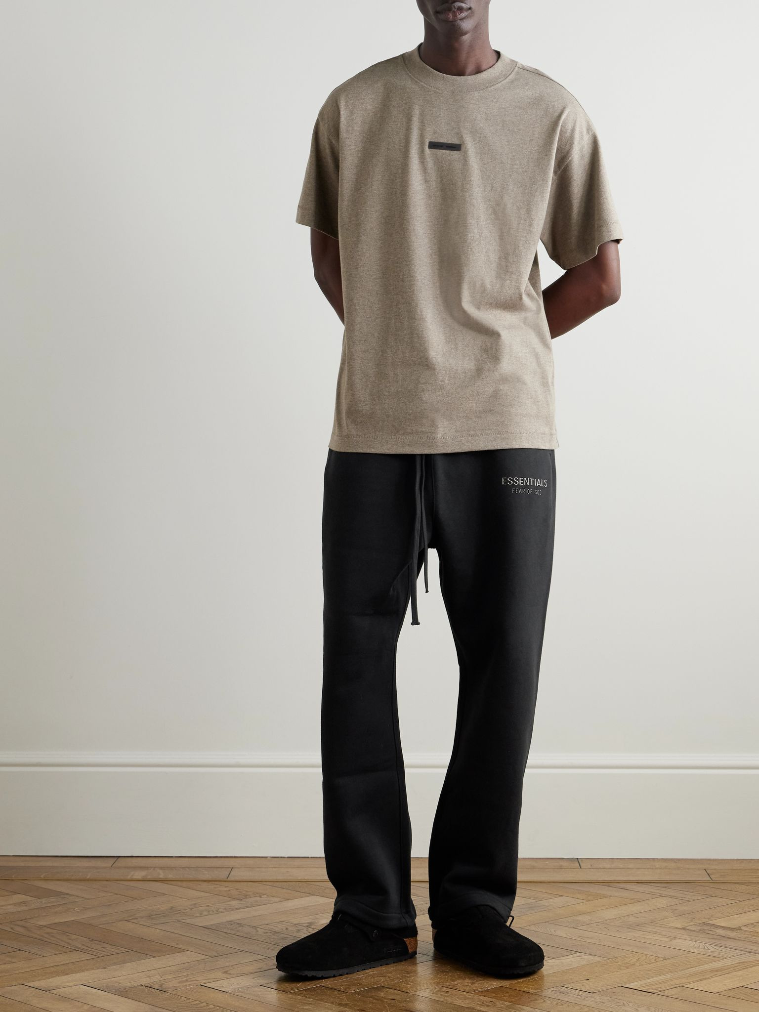 Straight-Leg Logo-Appliquéd Cotton-Blend Jersey Sweatpants Black - 2