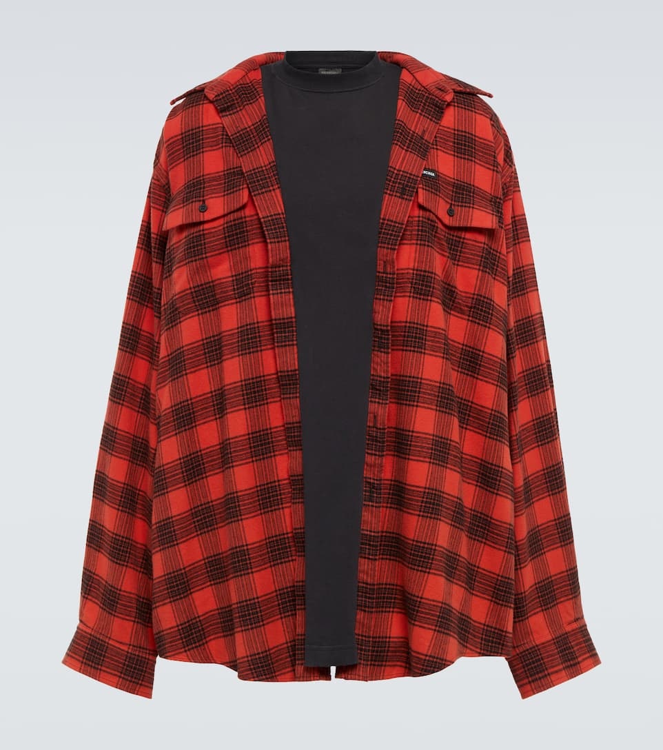 Oversized checked cotton shirt - 1