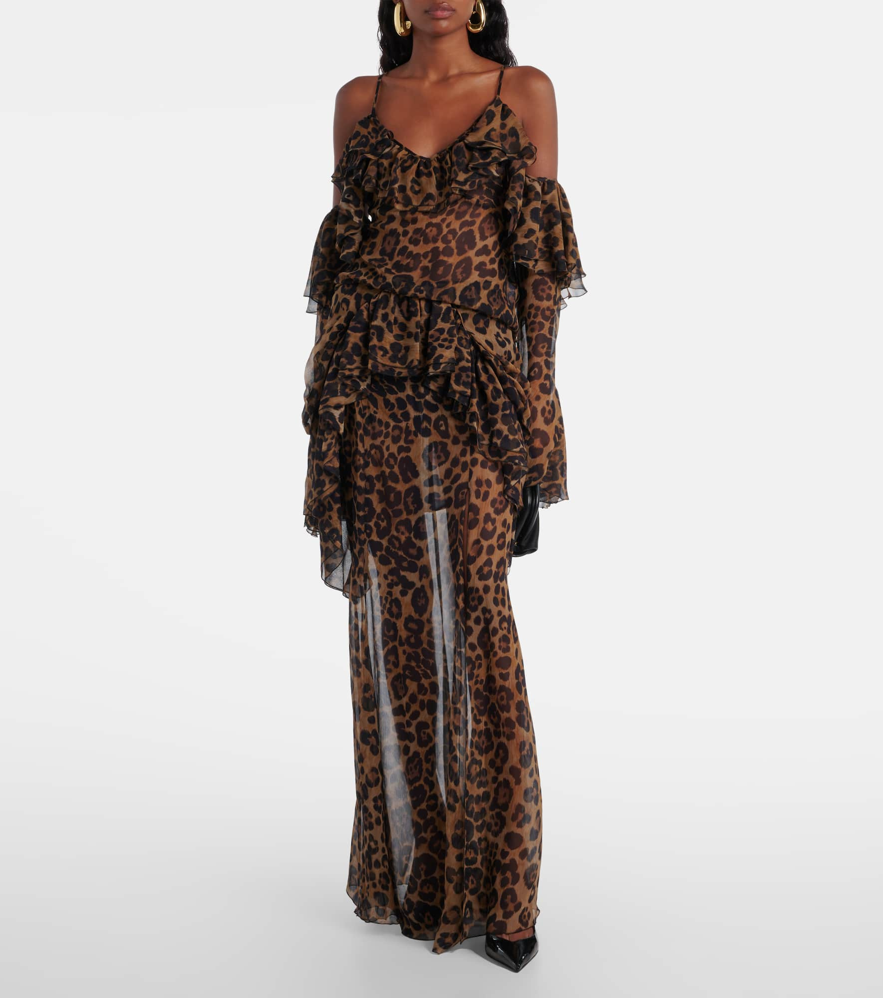 Leopard-print silk crepon maxi skirt - 2