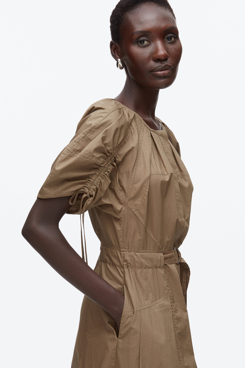 Poplin Ruched Sleeve Midi Dress 5