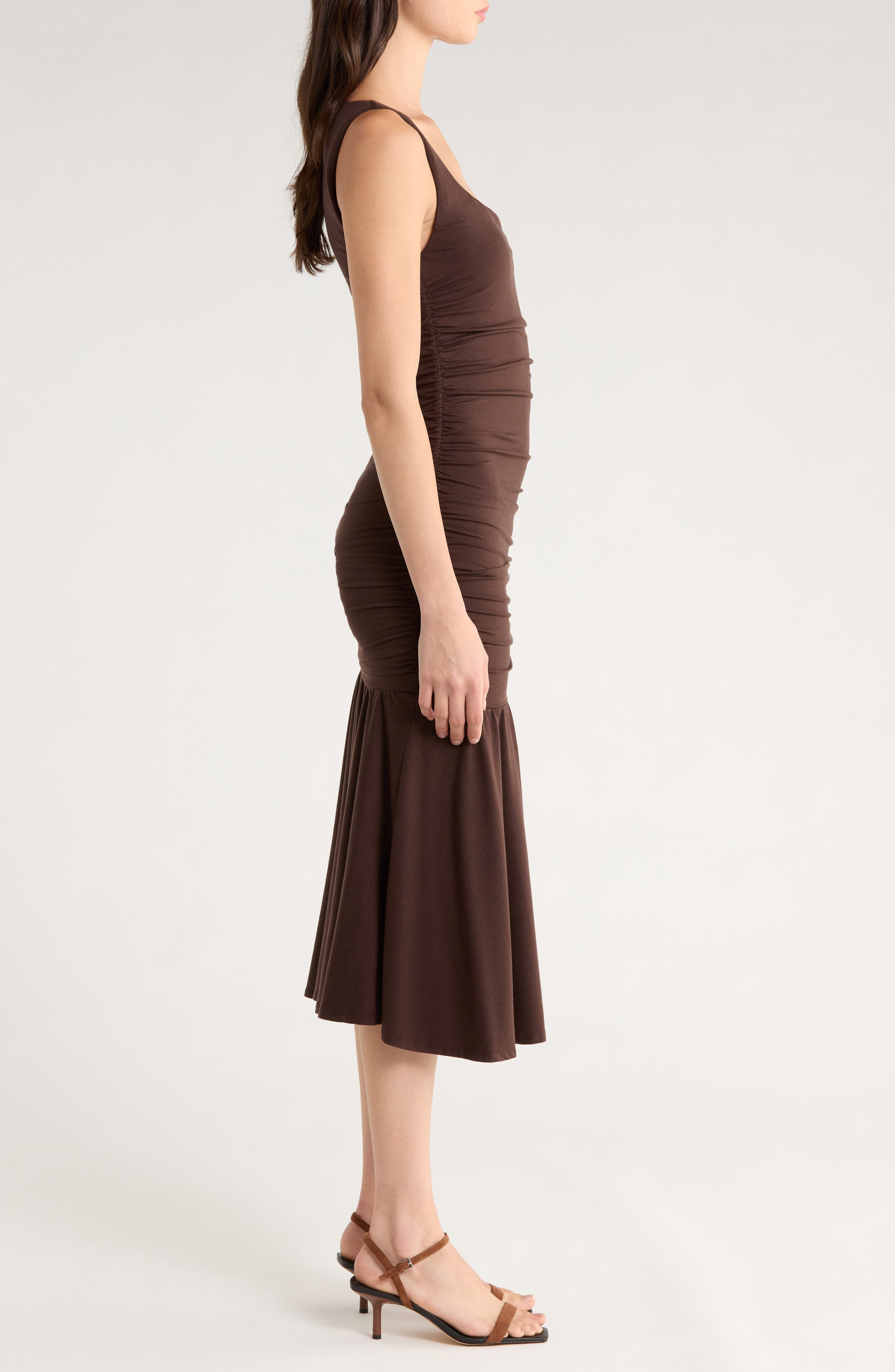 Reformation Kayla Eco Cinch Stretch Jersey Dress in Mole at Nordstrom - 3