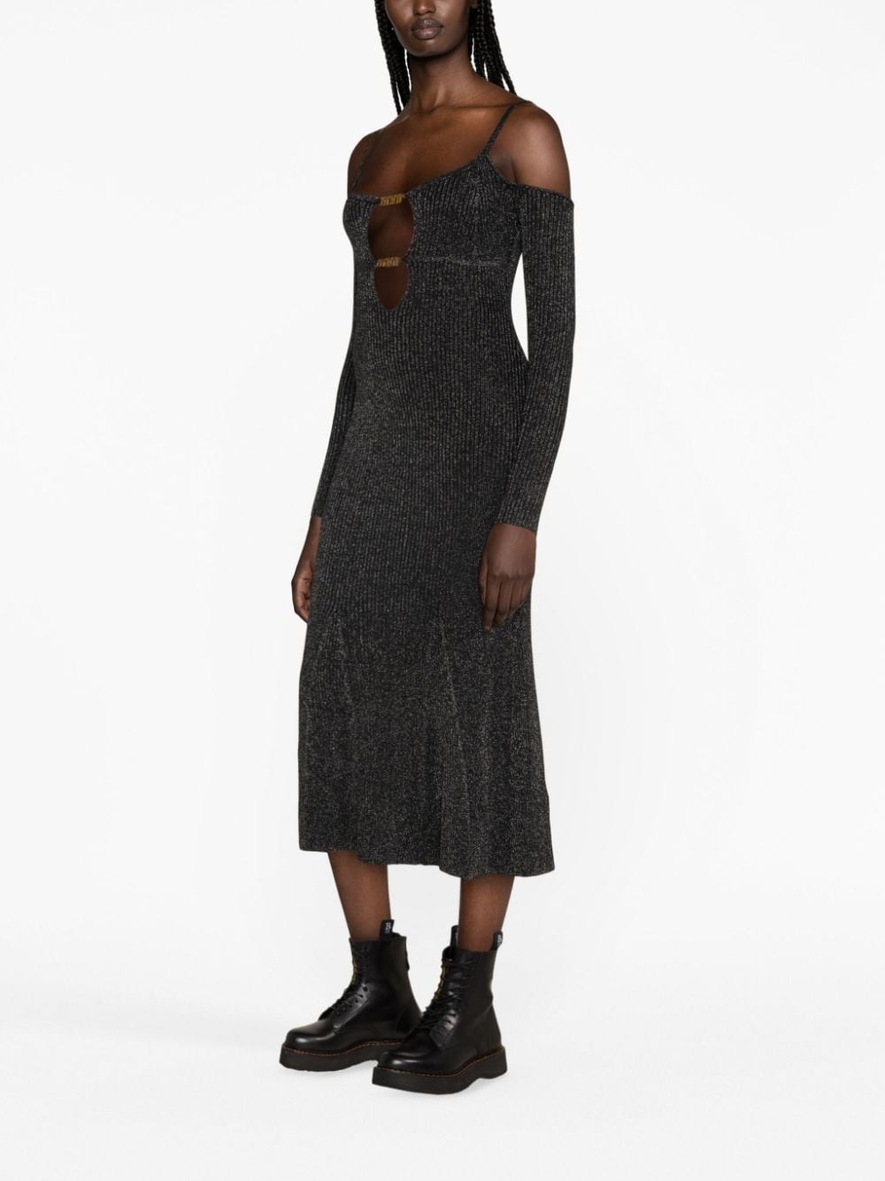 logo cut-out midi dress - 3