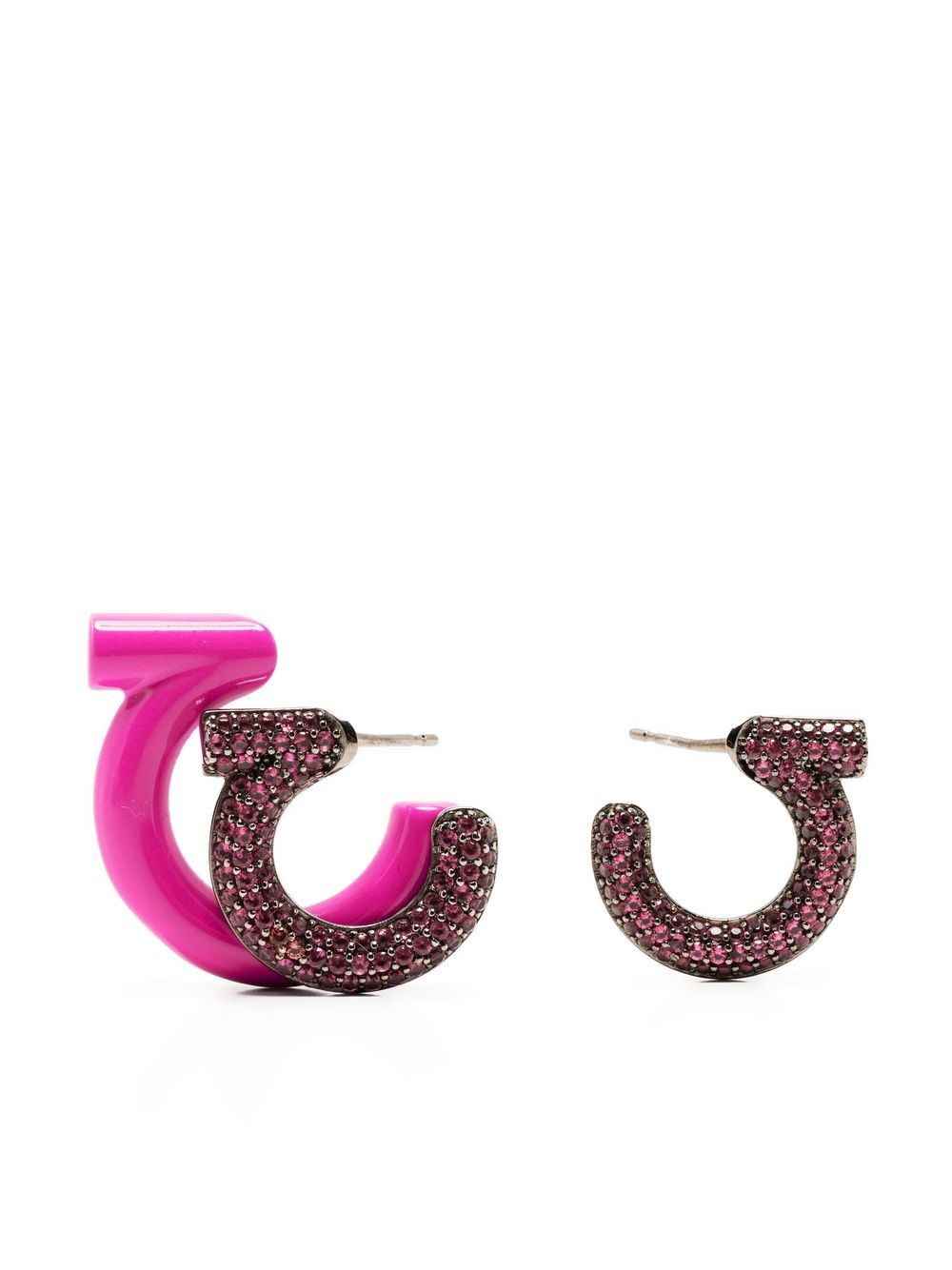 crystal-embellished half-hoop earrings set of 3 - 1