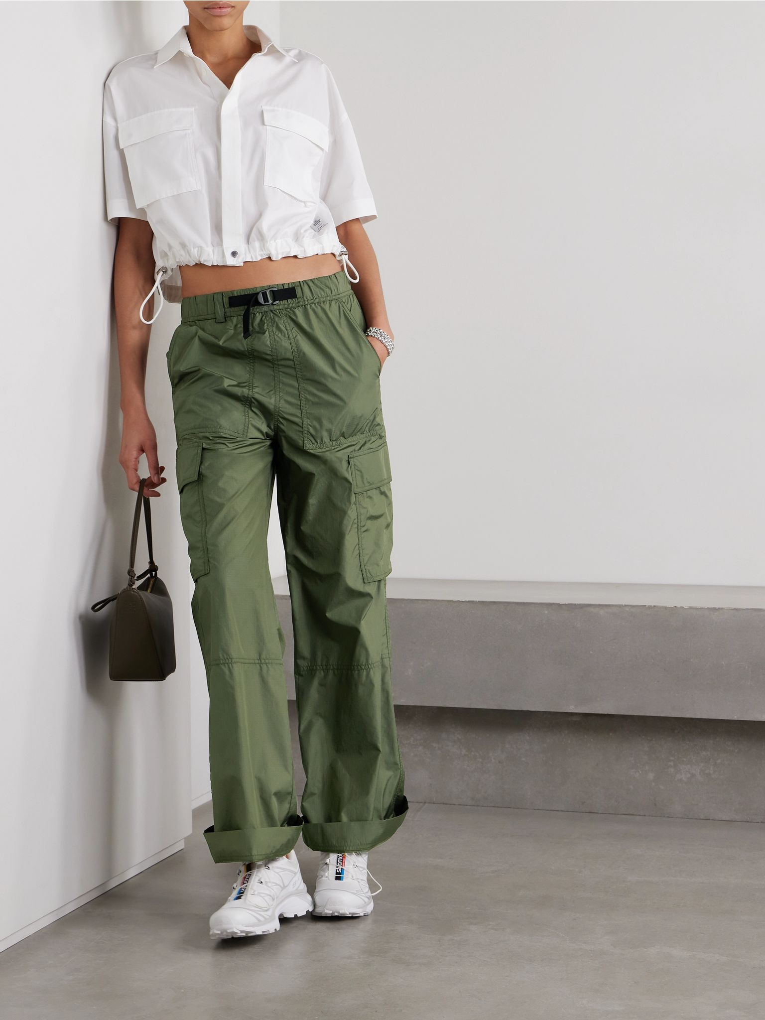 Belted ripstop cargo pants Green - 2
