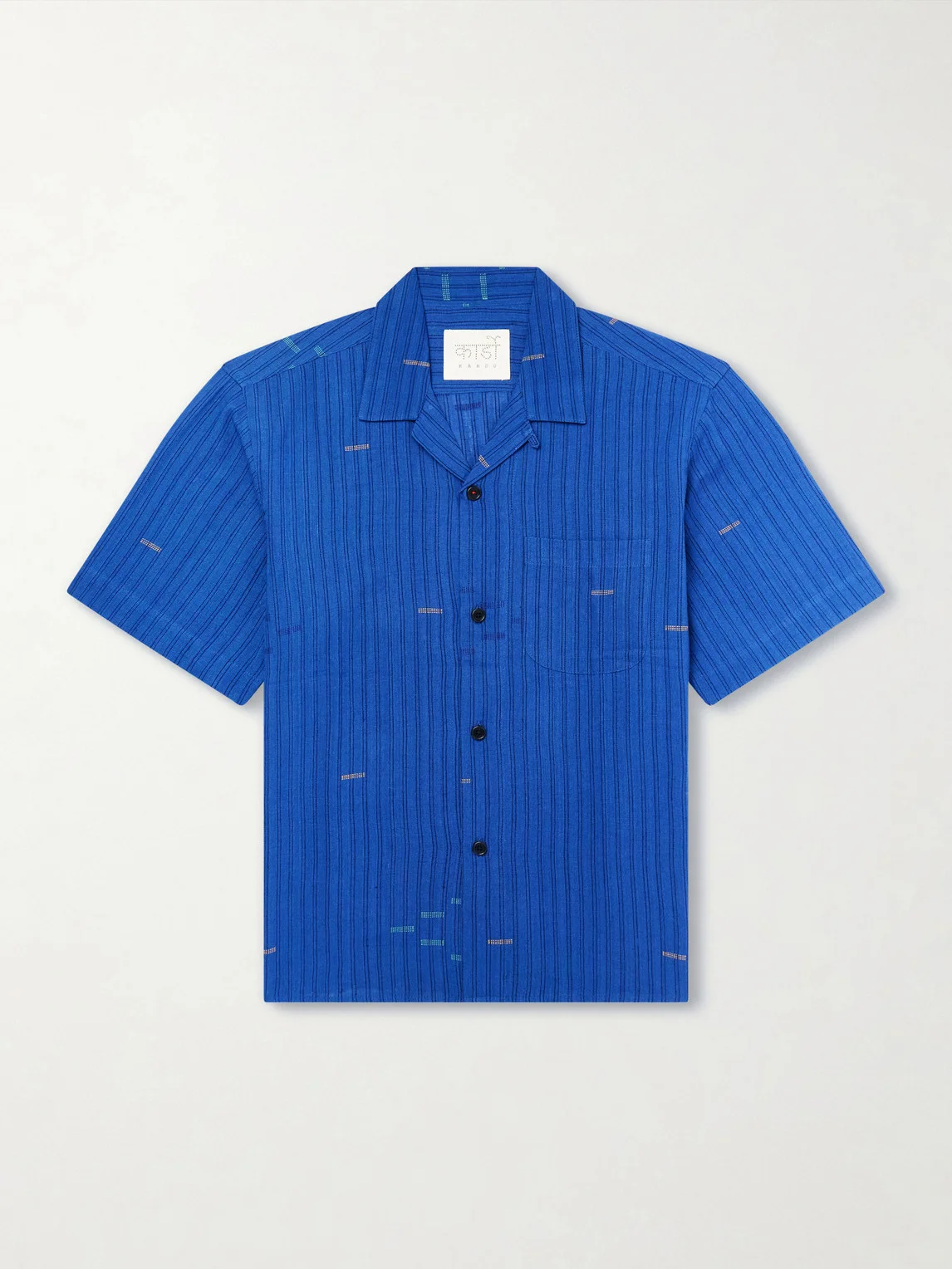 Ronald Convertible-Collar Embroidered Striped Cotton Shirt - 1