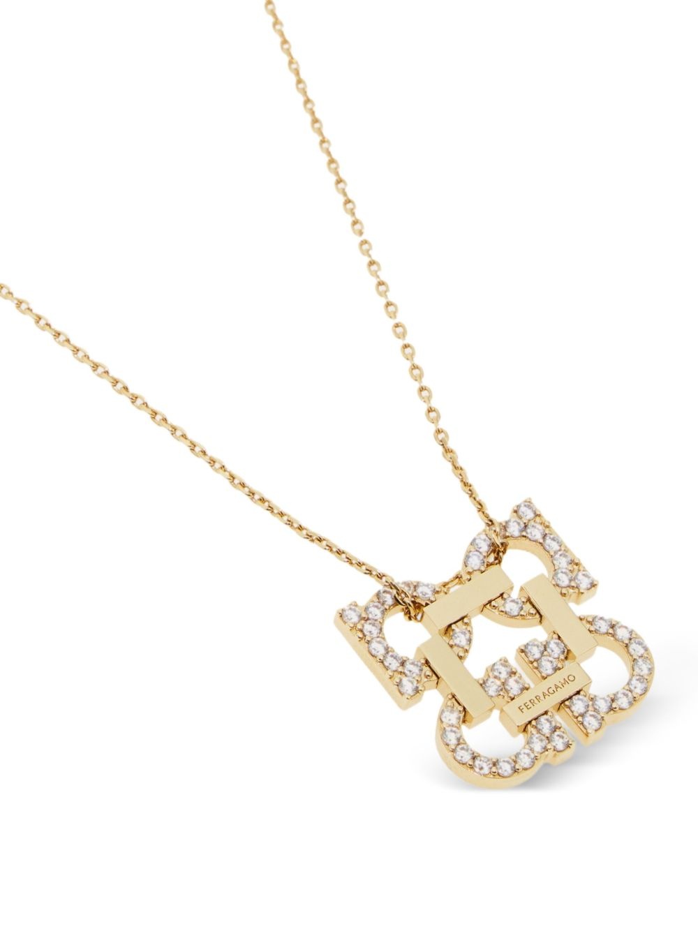 crystal embellished Gancini pendant necklace - 3