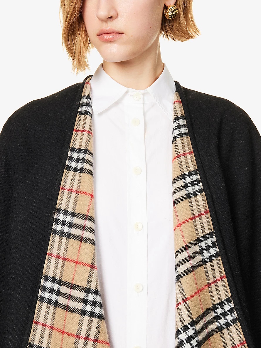 Vintage Check wool cape - 5