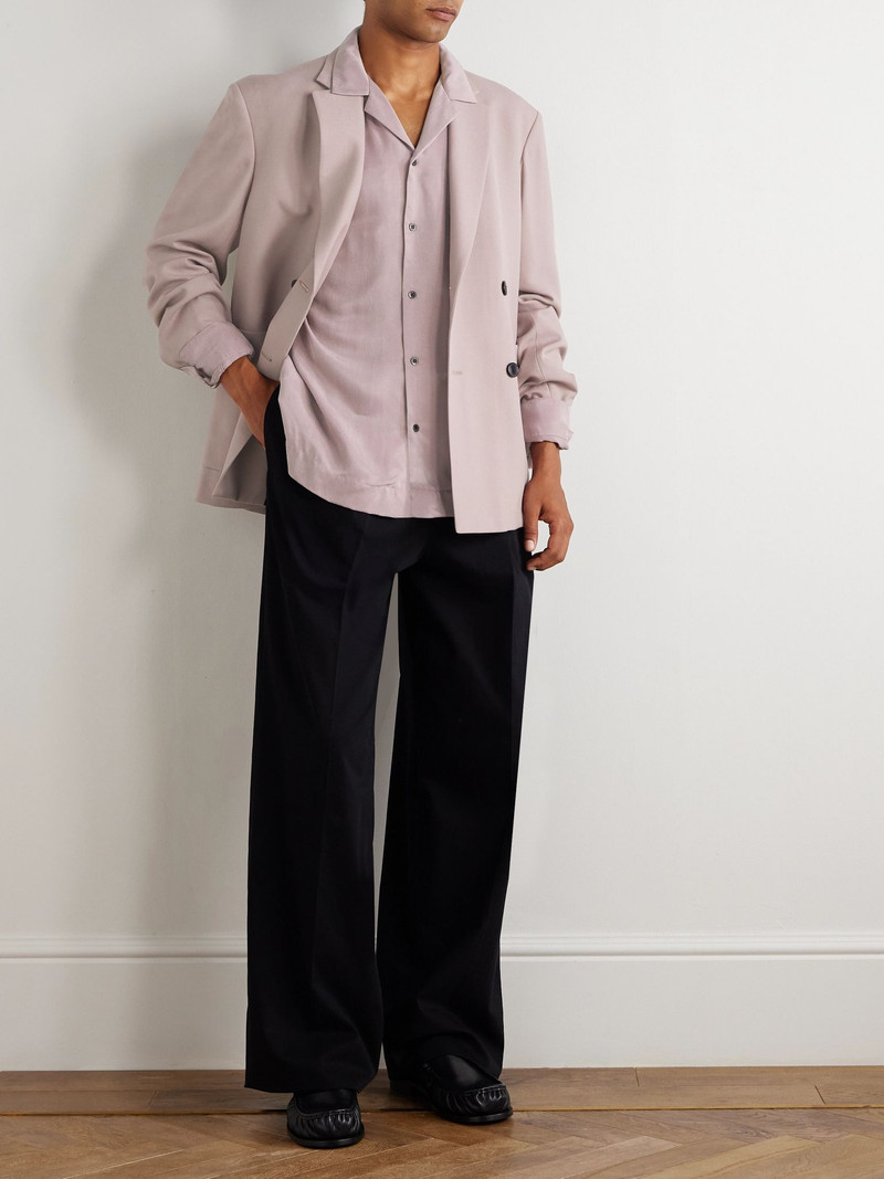 Dries Van Noten Camp-Collar Washed Satin-Twill Shirt Pink outlook