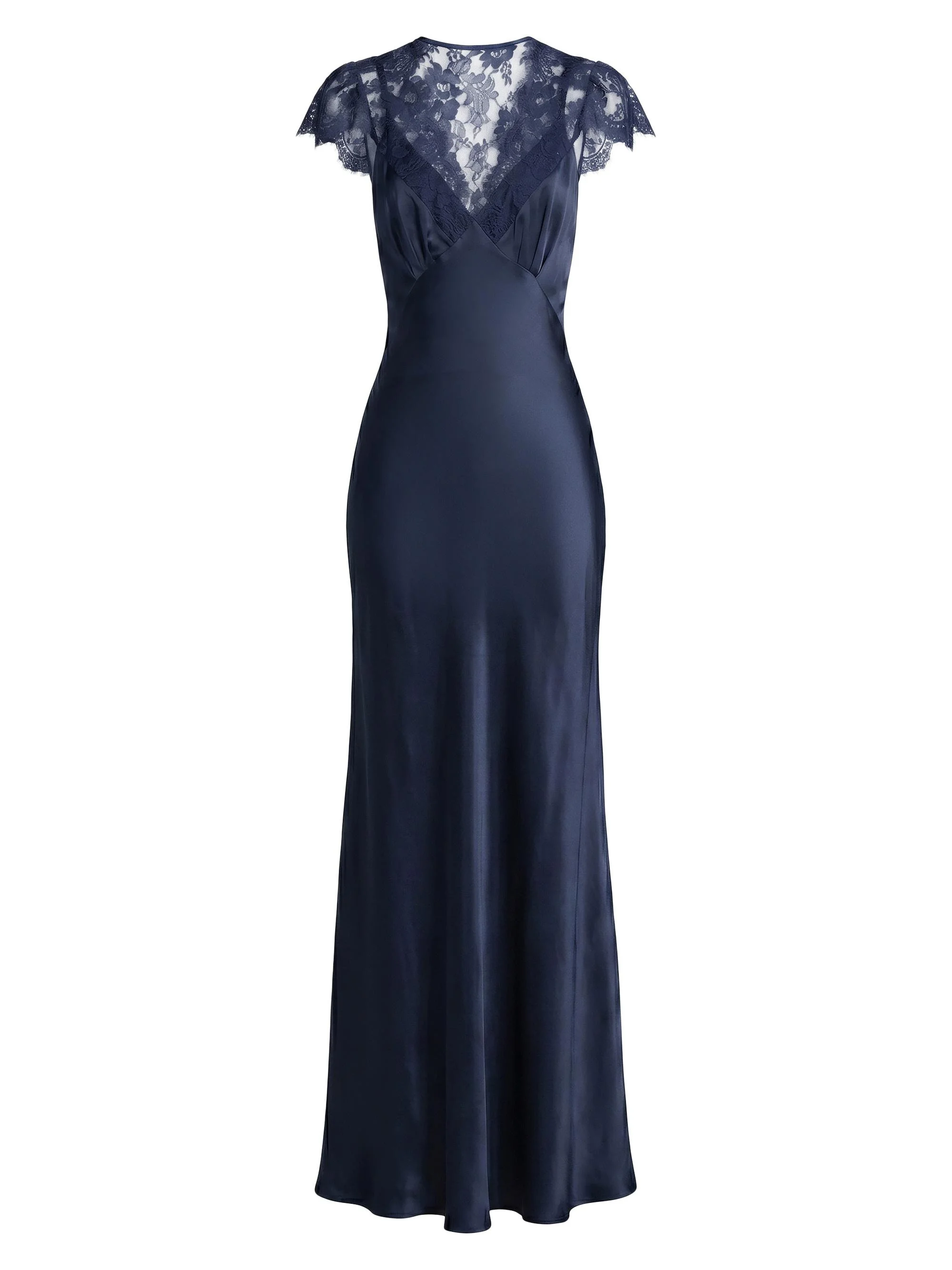 Women's Floral Laced Silk-Blend Column Gown - Midnight - 1