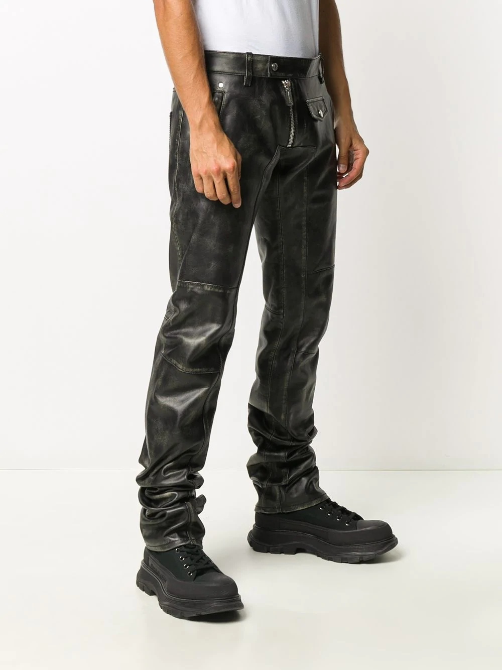 leather biker trousers - 3