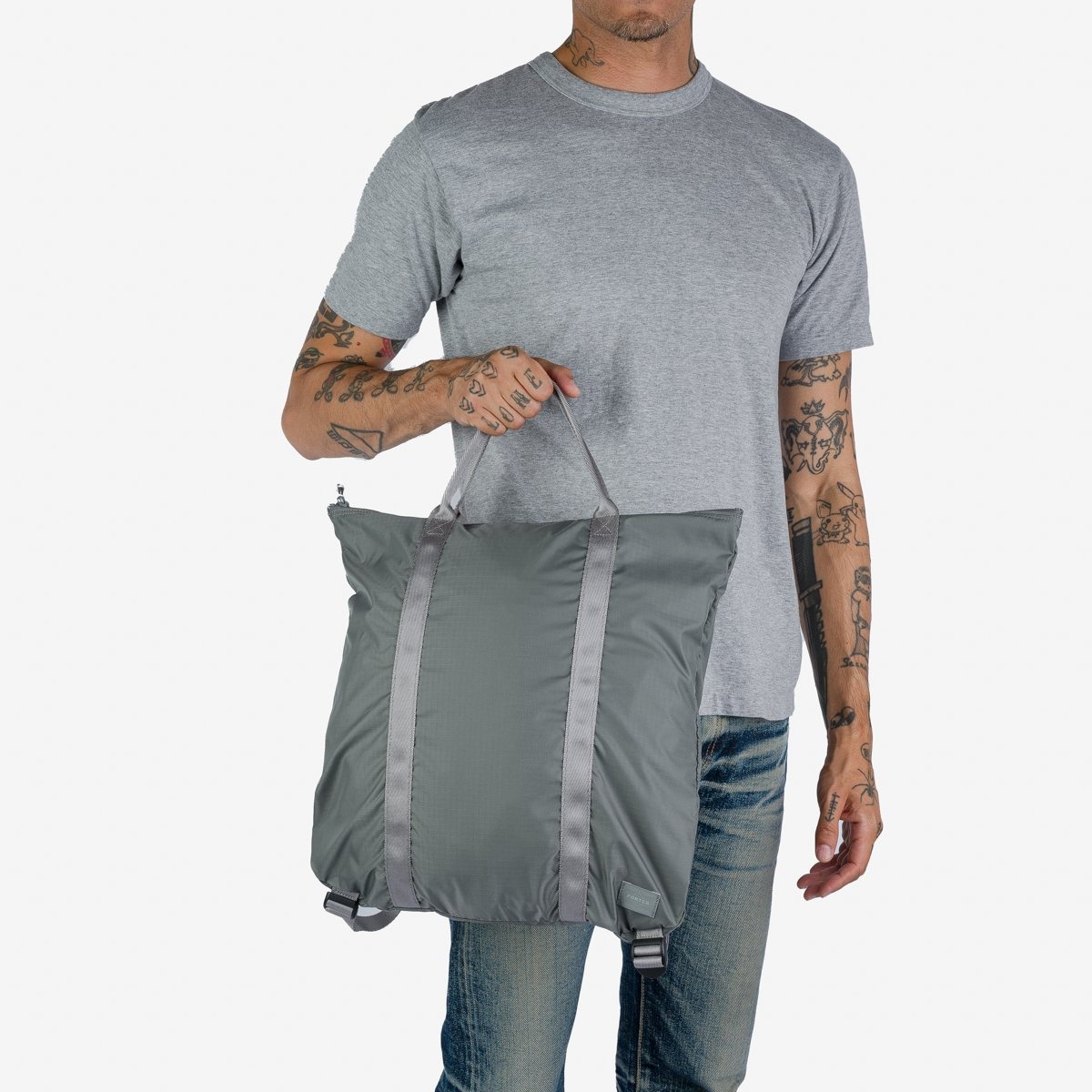 POR-FLEX-TOTE-GRY Porter - Yoshida & Co. - Flex 2Way Tote Bag - Gray - 2