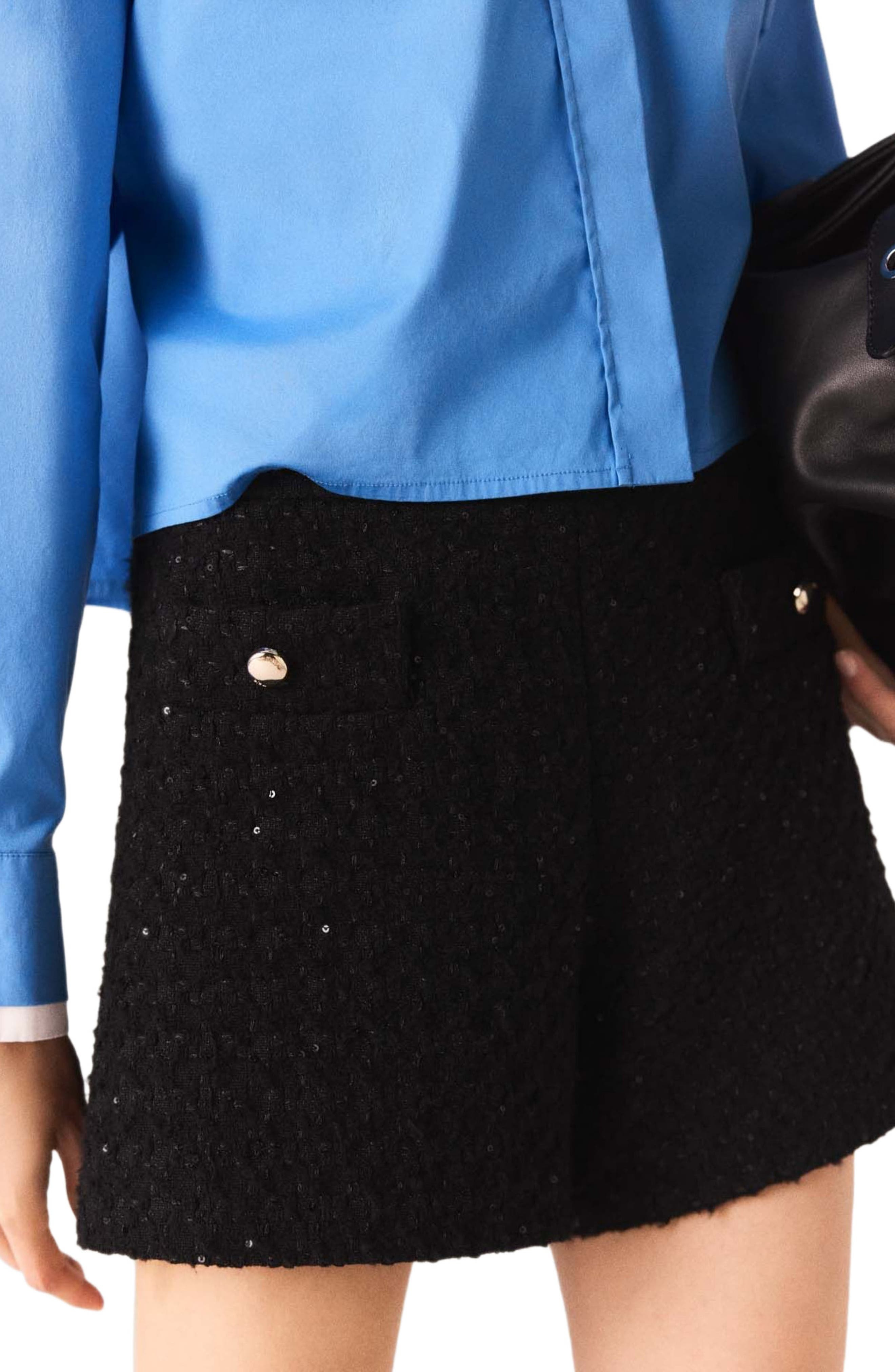 maje Rhinestone tweed shorts in Black at Nordstrom - 4