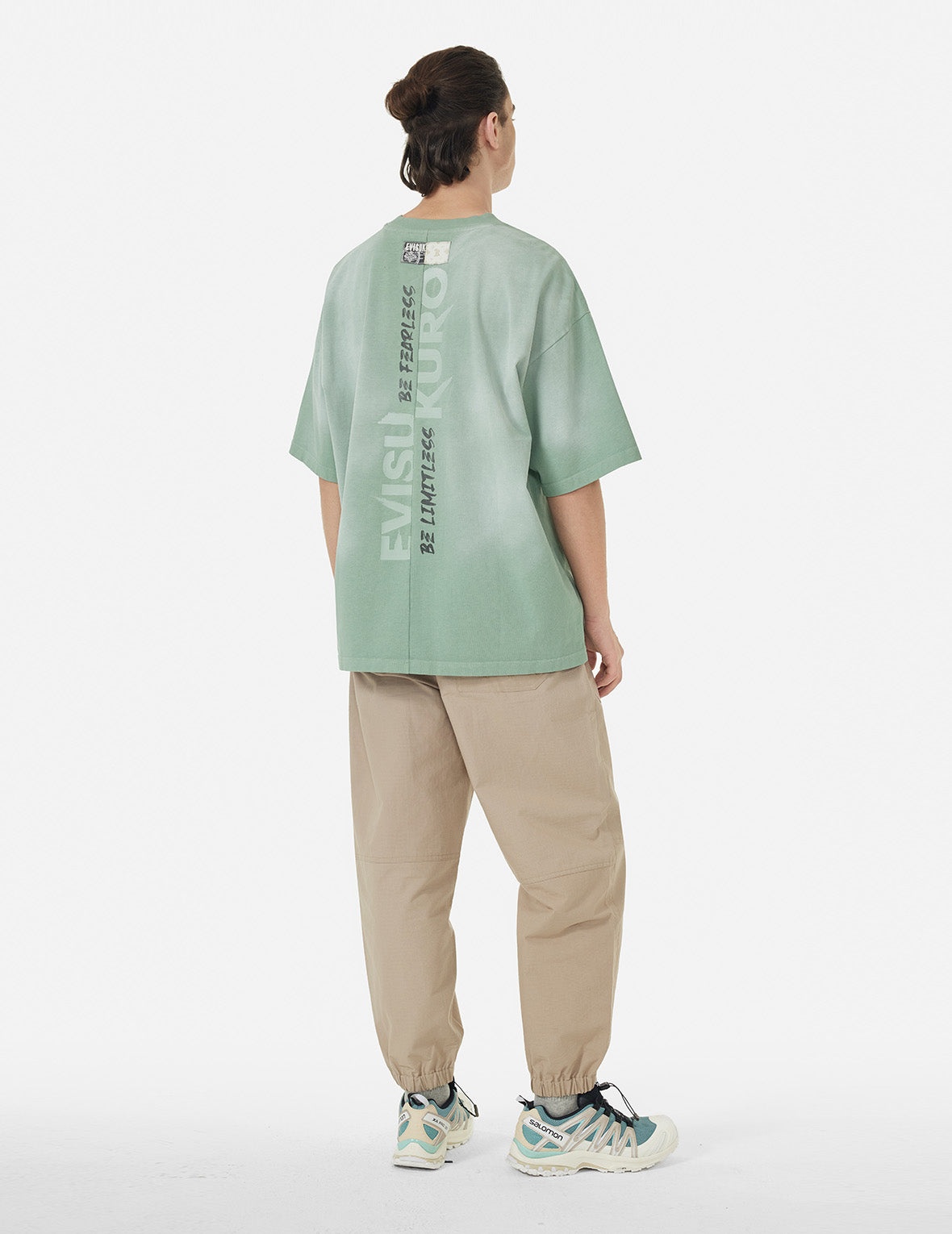 Garment Dyed Calligraphy Logo Print Oversized T-shirt - 3