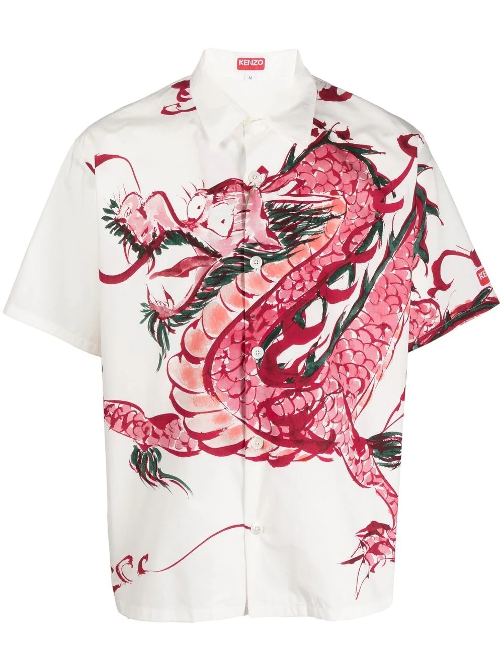 dragon-print cotton shirt - 1