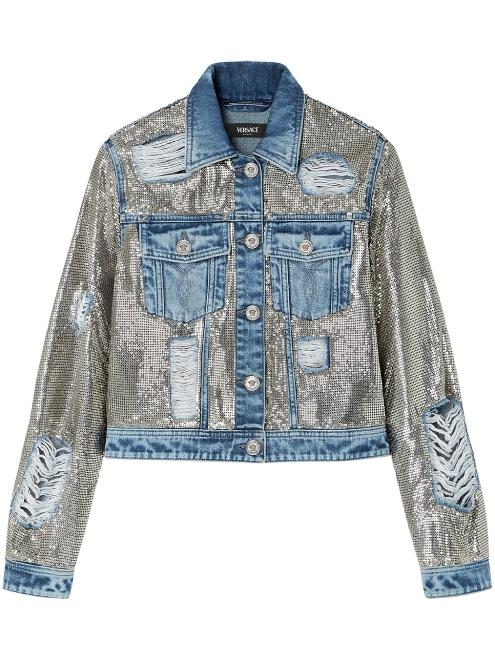 mesh denim jacket - 1