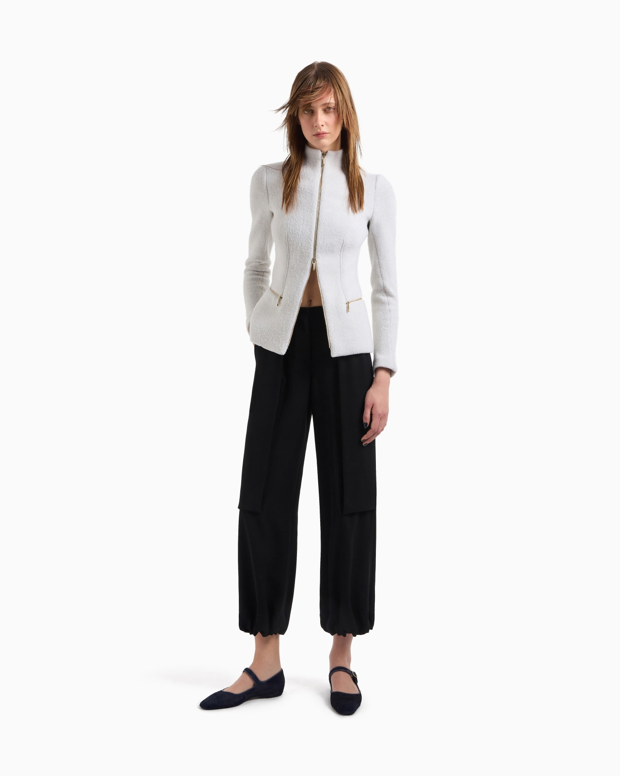 Cotton, wool and cashmere double cloth zipped jacket - 2