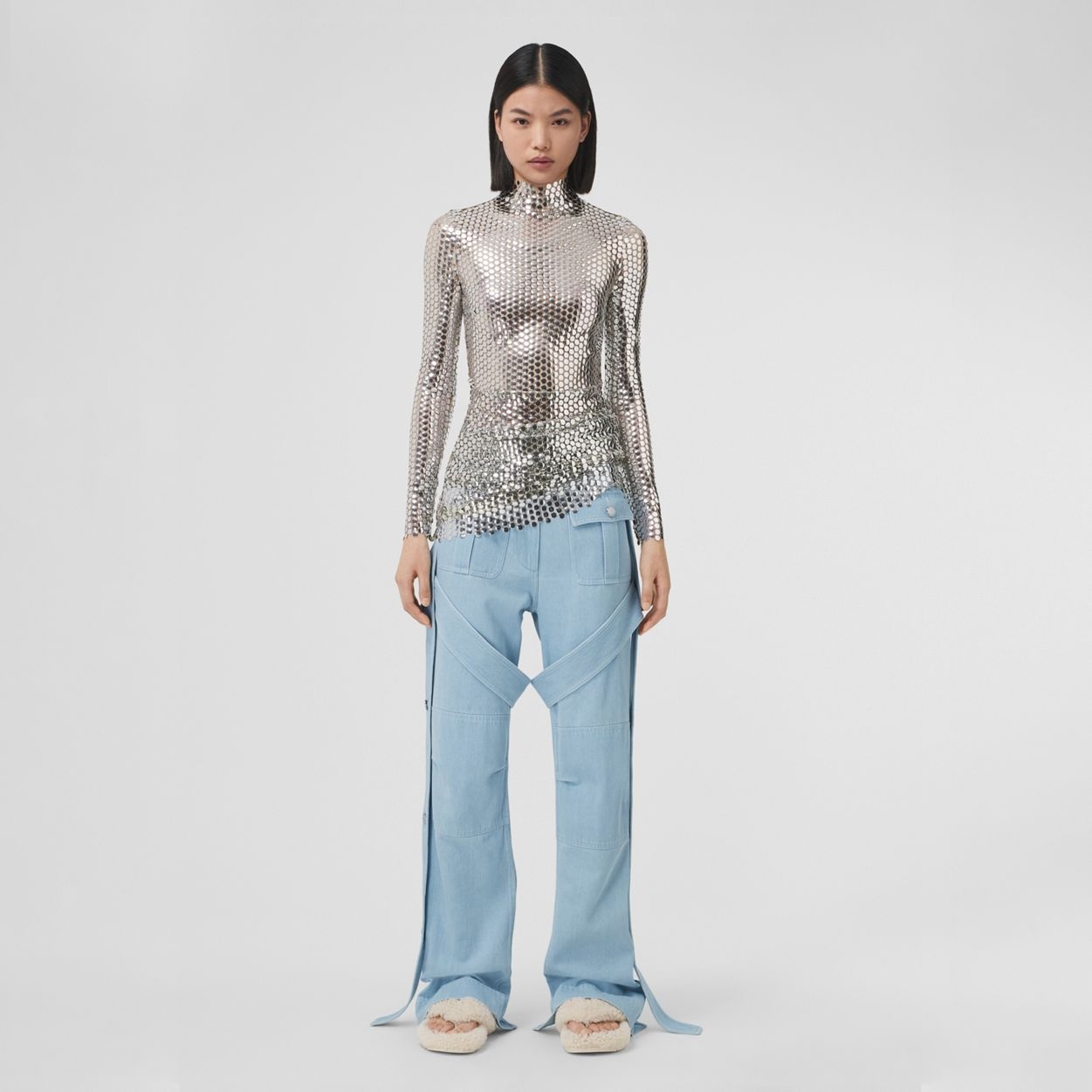 Detachable Strap Detail Denim Cargo Trousers - 2
