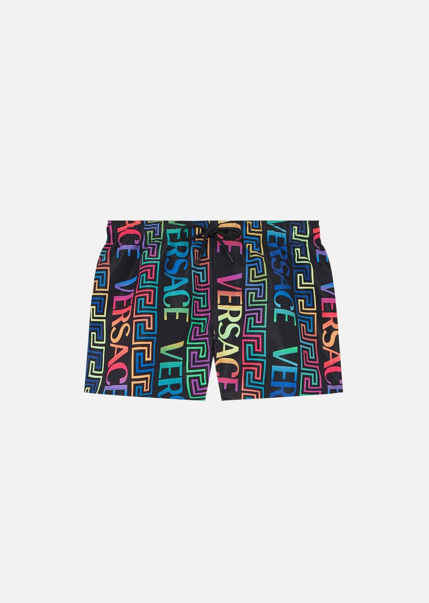 Greca Neon Print Bikini Shorts - 1