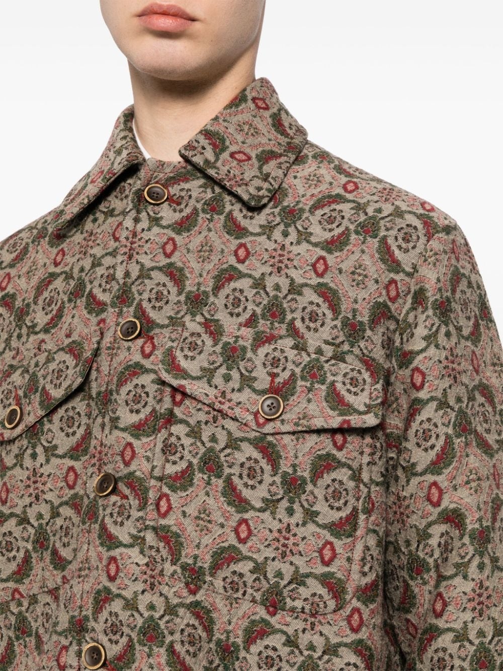 jacquard-pattern shirt jacket - 5