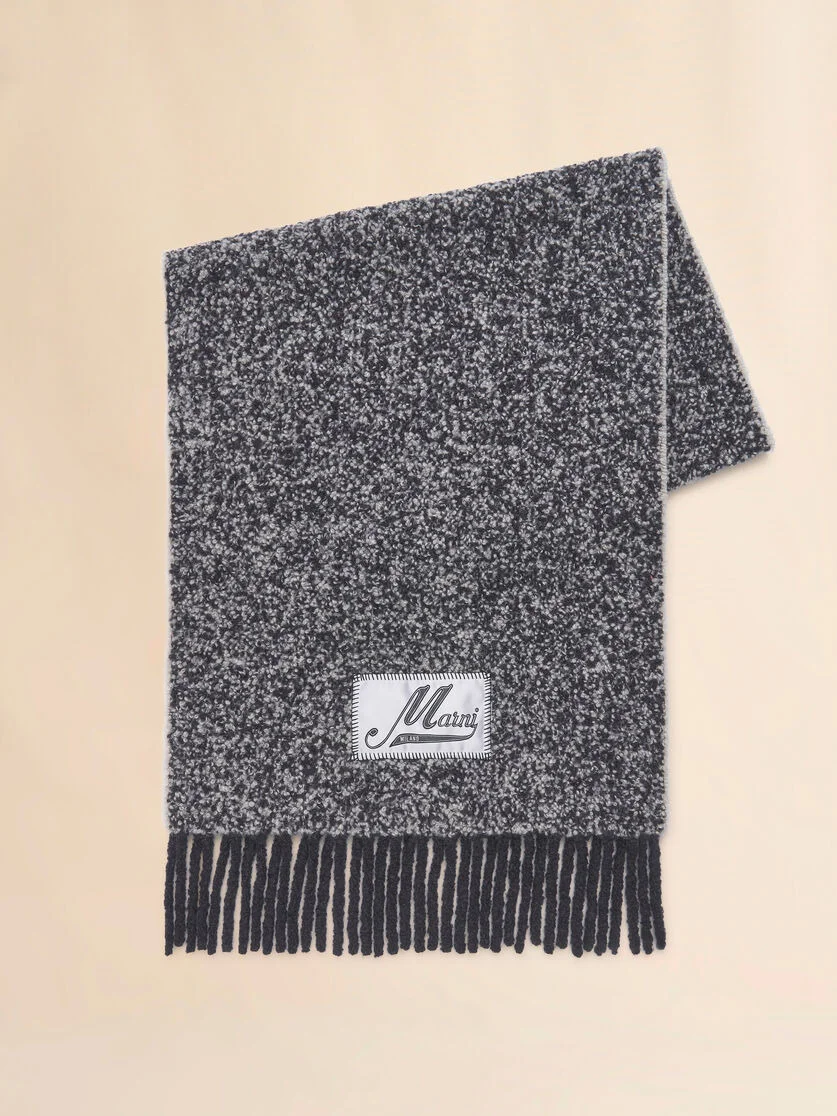 GRAY BOUCLÉ ALPACA SCARF - 1