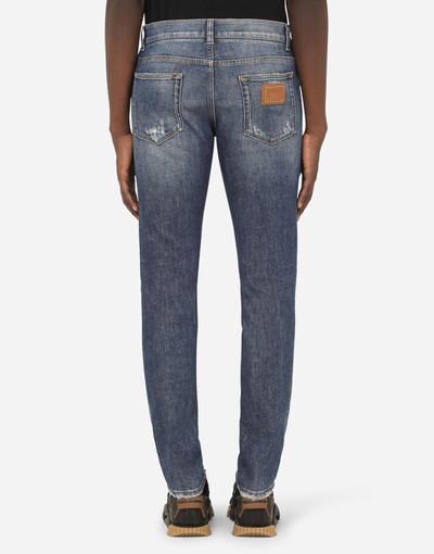 Dolce & Gabbana Blue skinny stretch jeans with small abrasions outlook