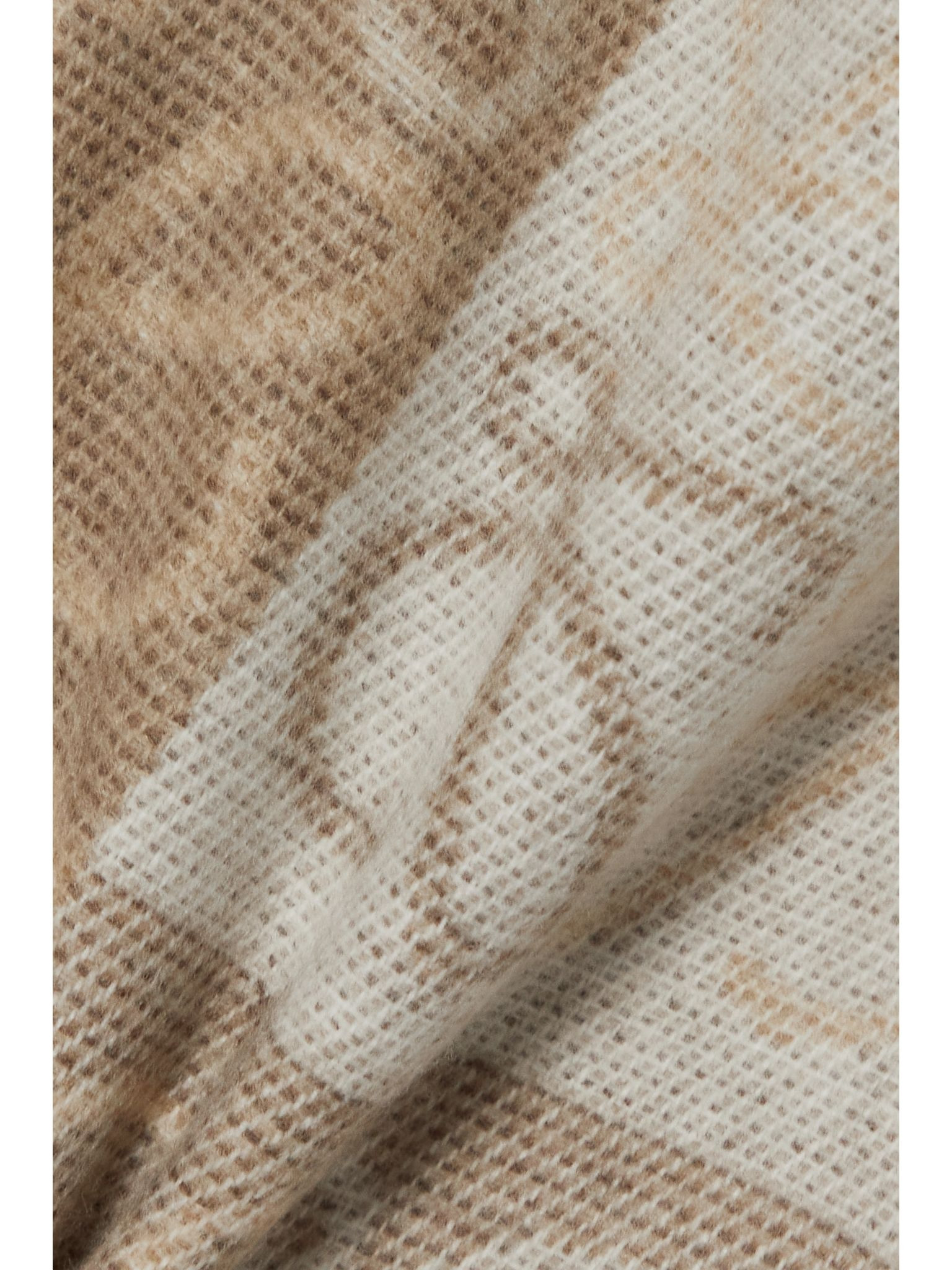 Fringed intarsia wool and cashmere-blend scarf Beige - 3