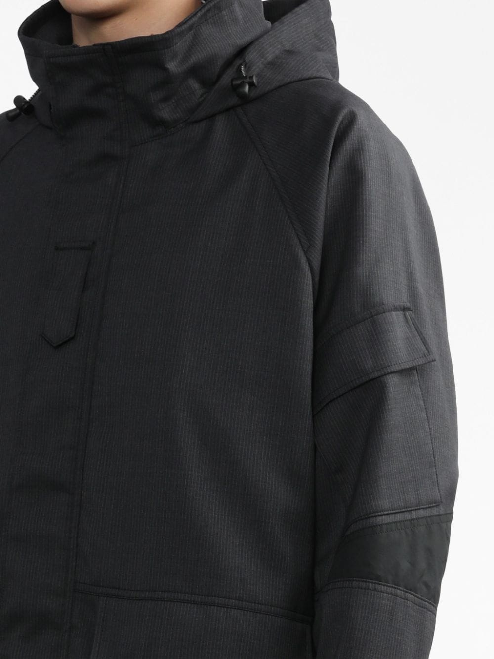 funnel-neck drawstring hooded jacket - 5
