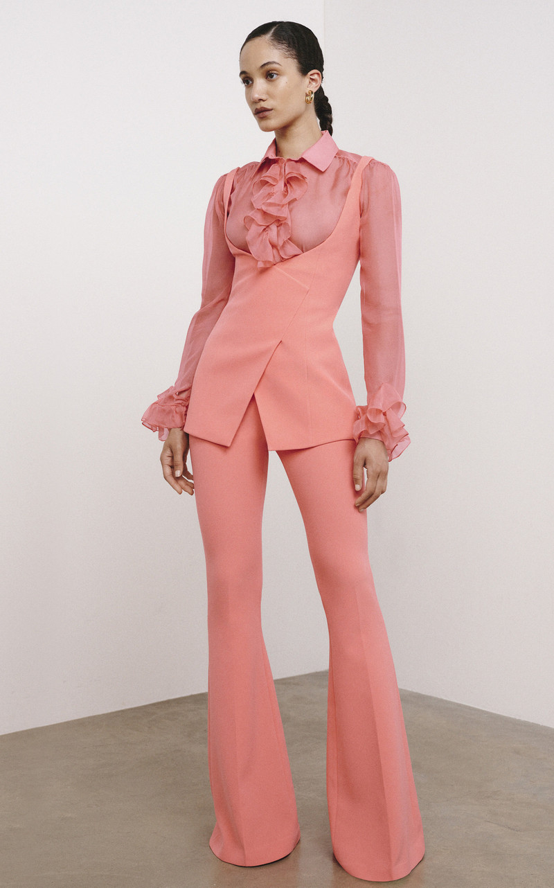 Safiyaa Halluana Heavy Crepe Flared Trousers pink outlook