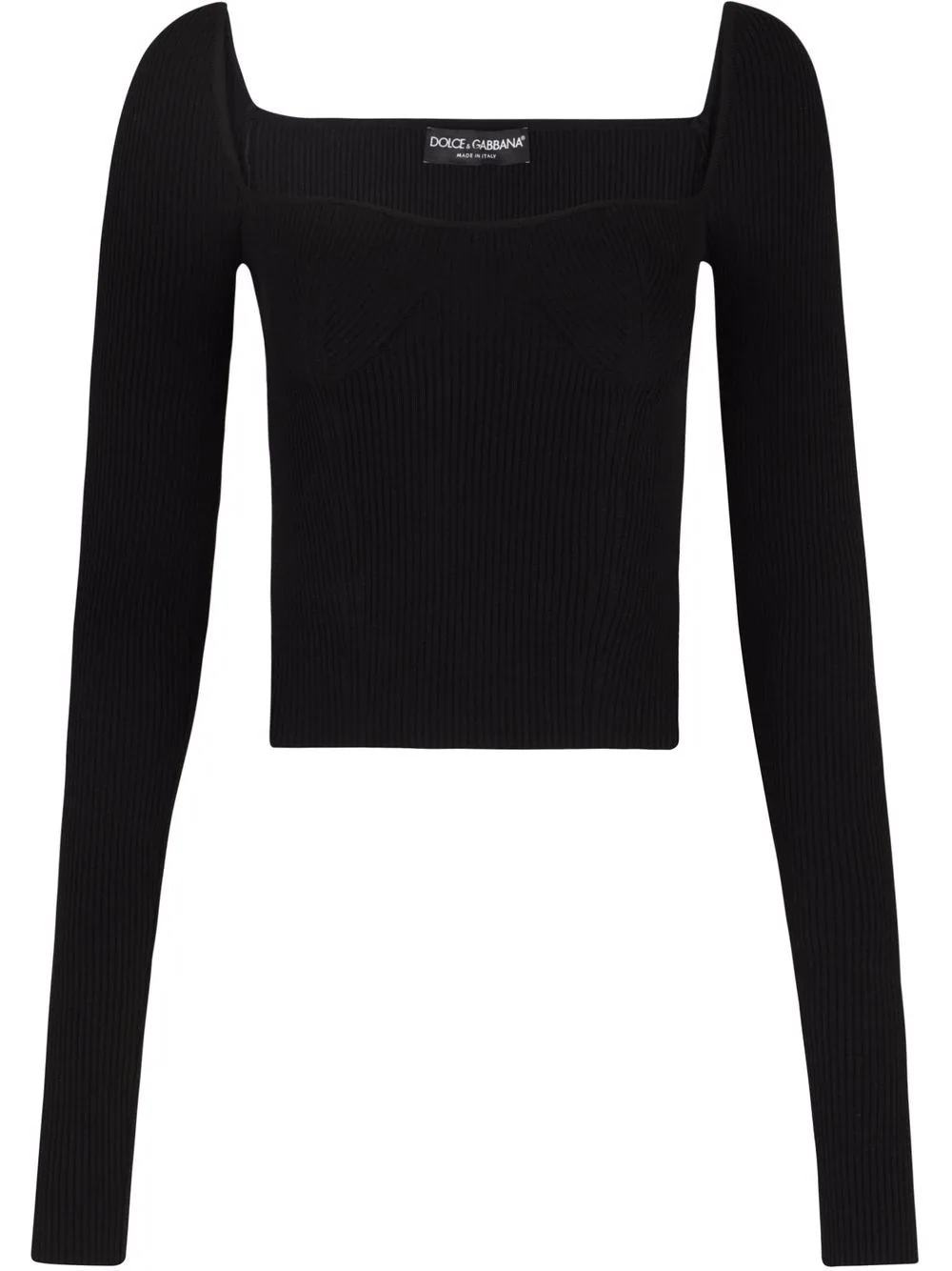 ribbed-knit square-neck jumper - 1