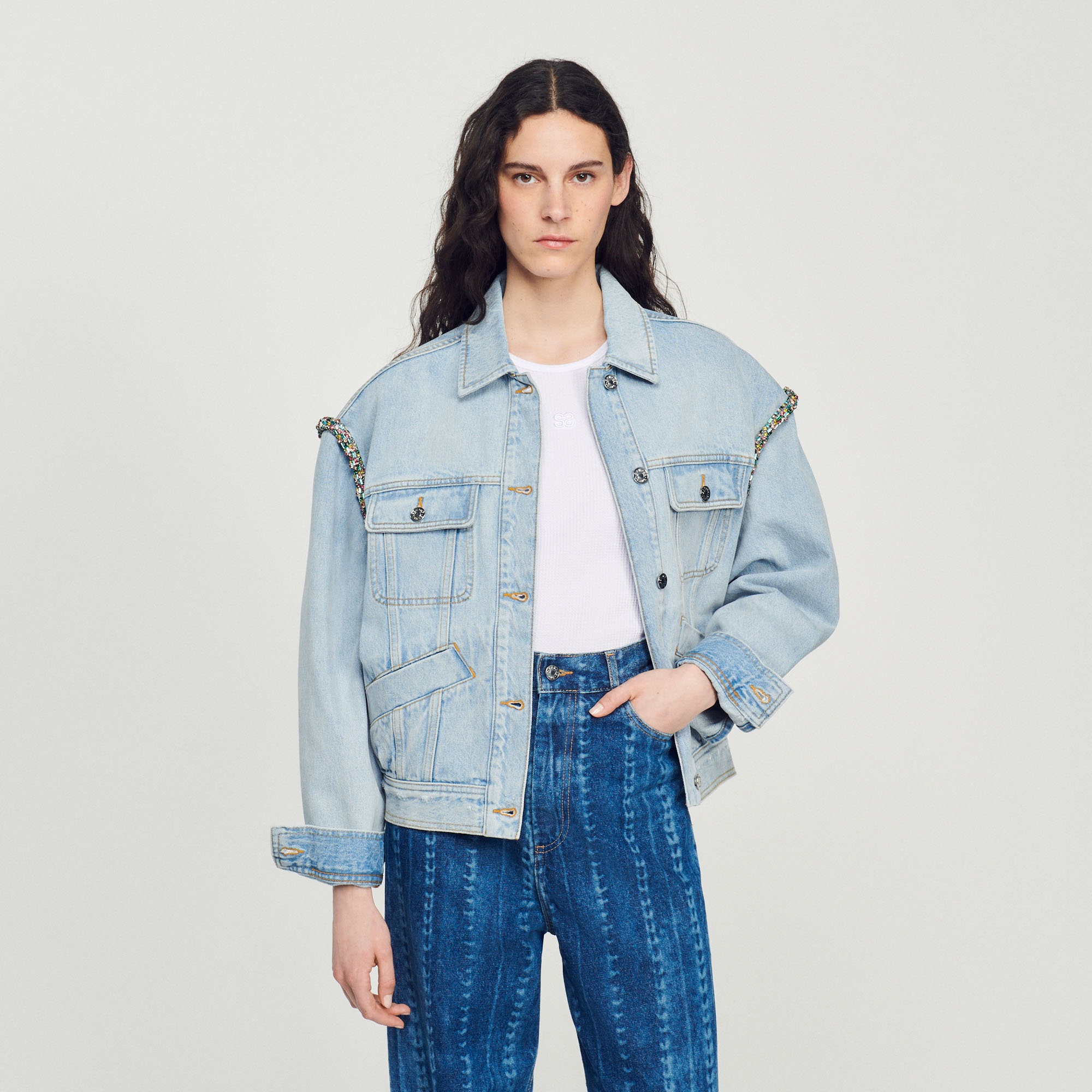 Jean jacket with rhinestones - 5