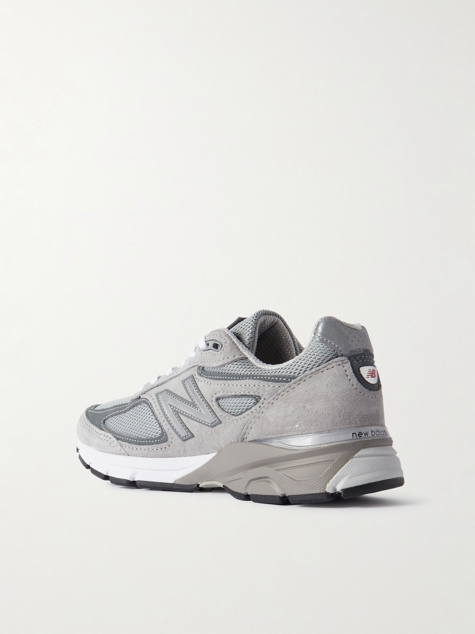 990v4 leather-trimmed suede and mesh sneakers Gray - 3